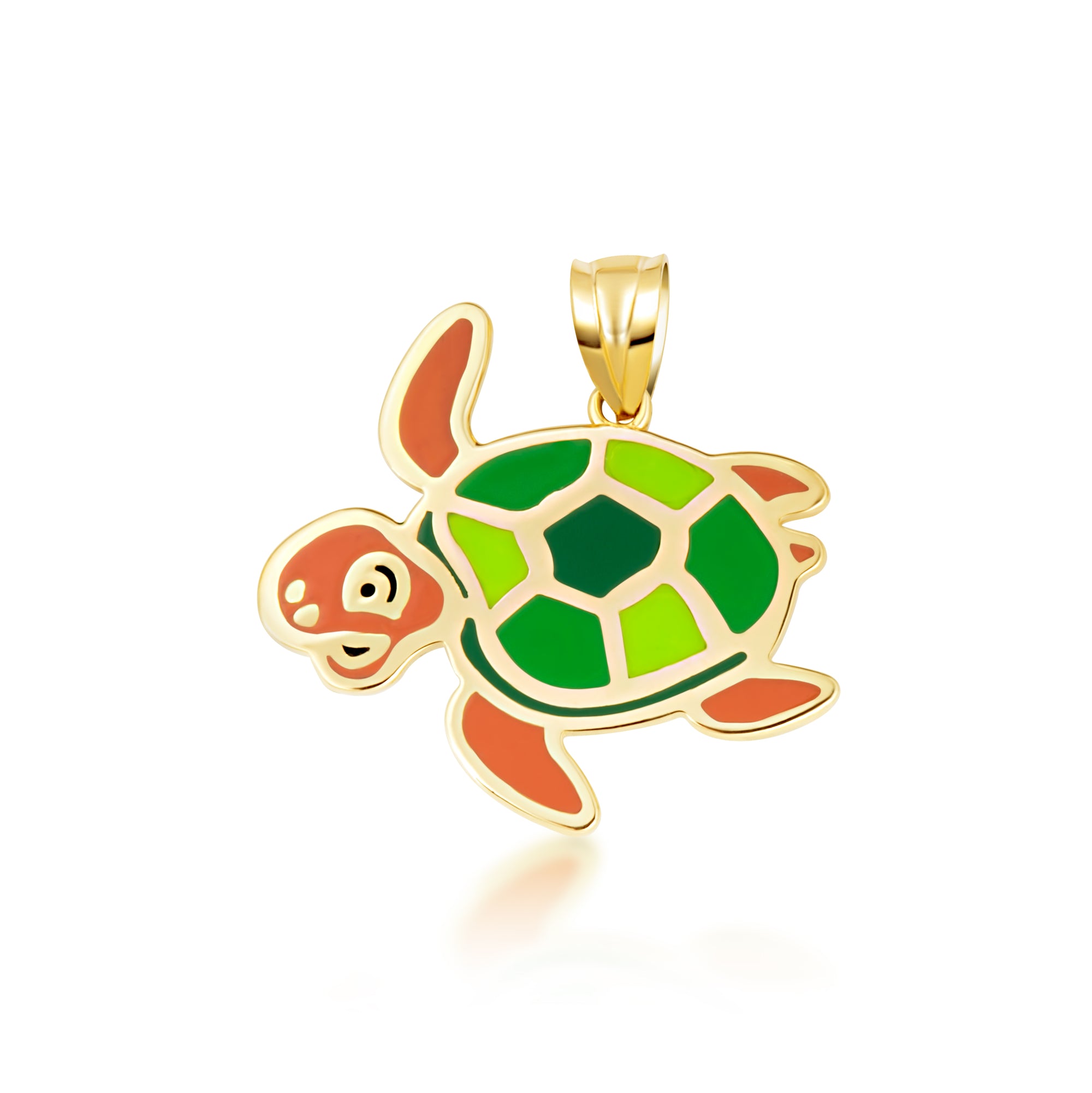 Gold Enamel Sea Turtle Marine Pendant Necklace, view 10