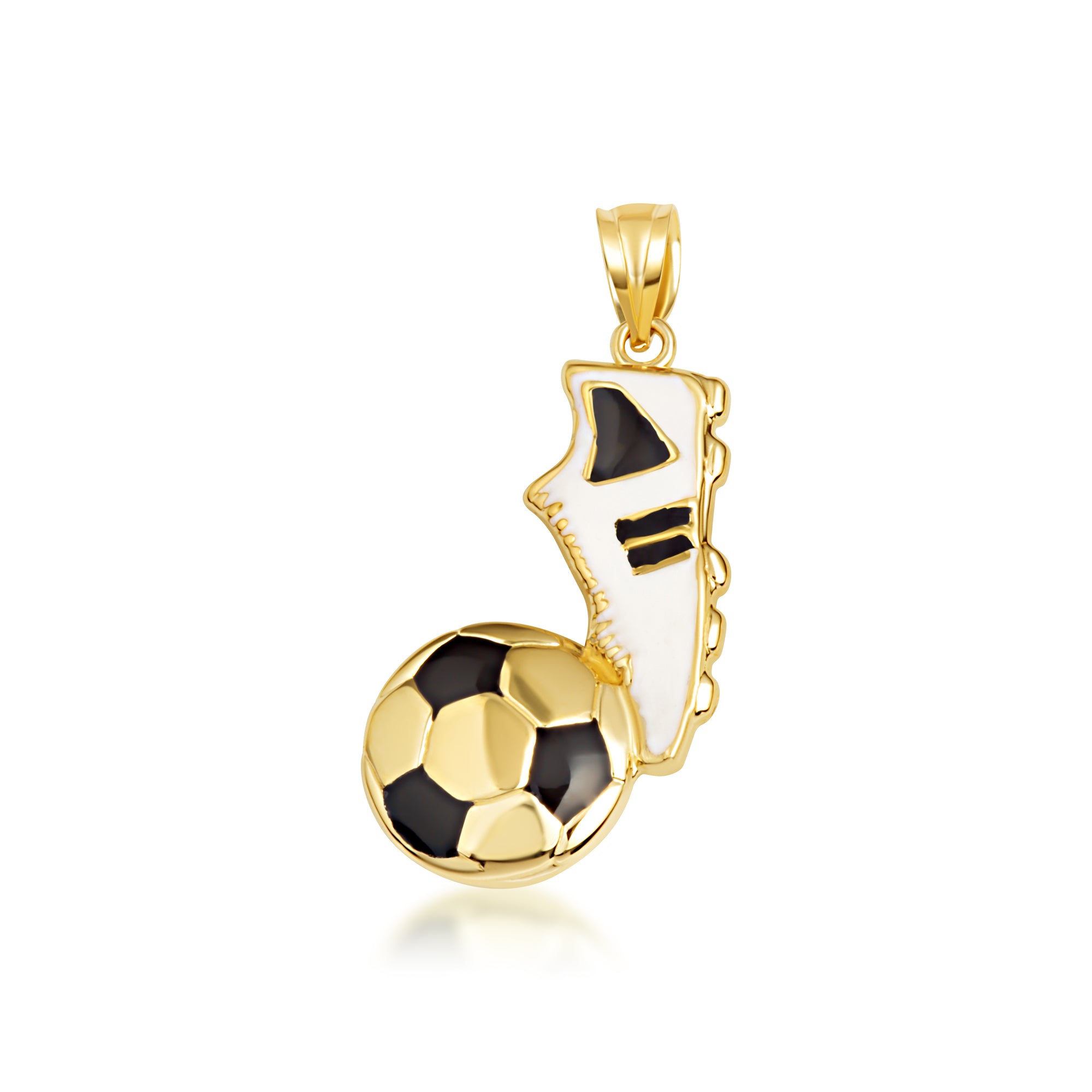 Gold Enamel Soccer Ball Cleats Shoe Sports Pendant Necklace, view 4
