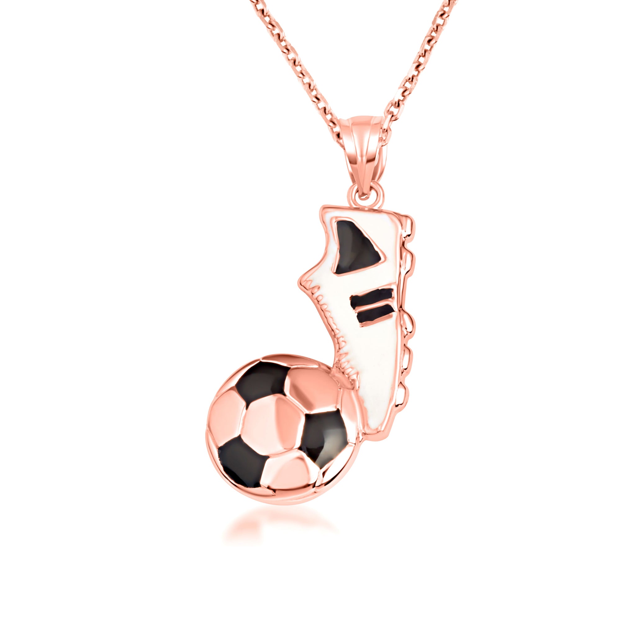 Gold Enamel Soccer Ball Cleats Shoe Sports Pendant Necklace, view 7