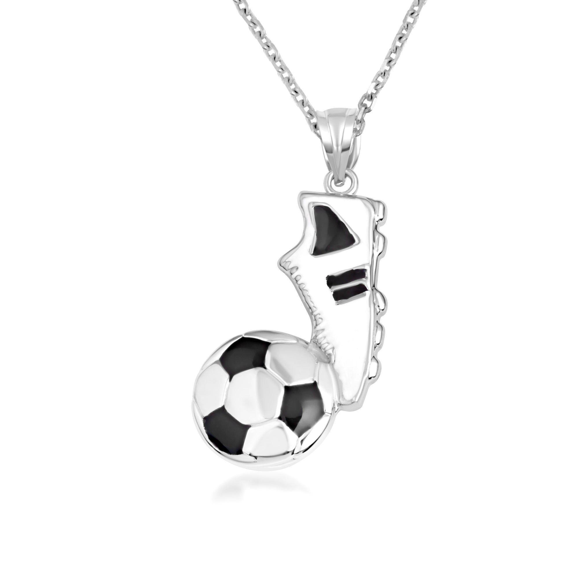 Gold Enamel Soccer Ball Cleats Shoe Sports Pendant Necklace, view 9