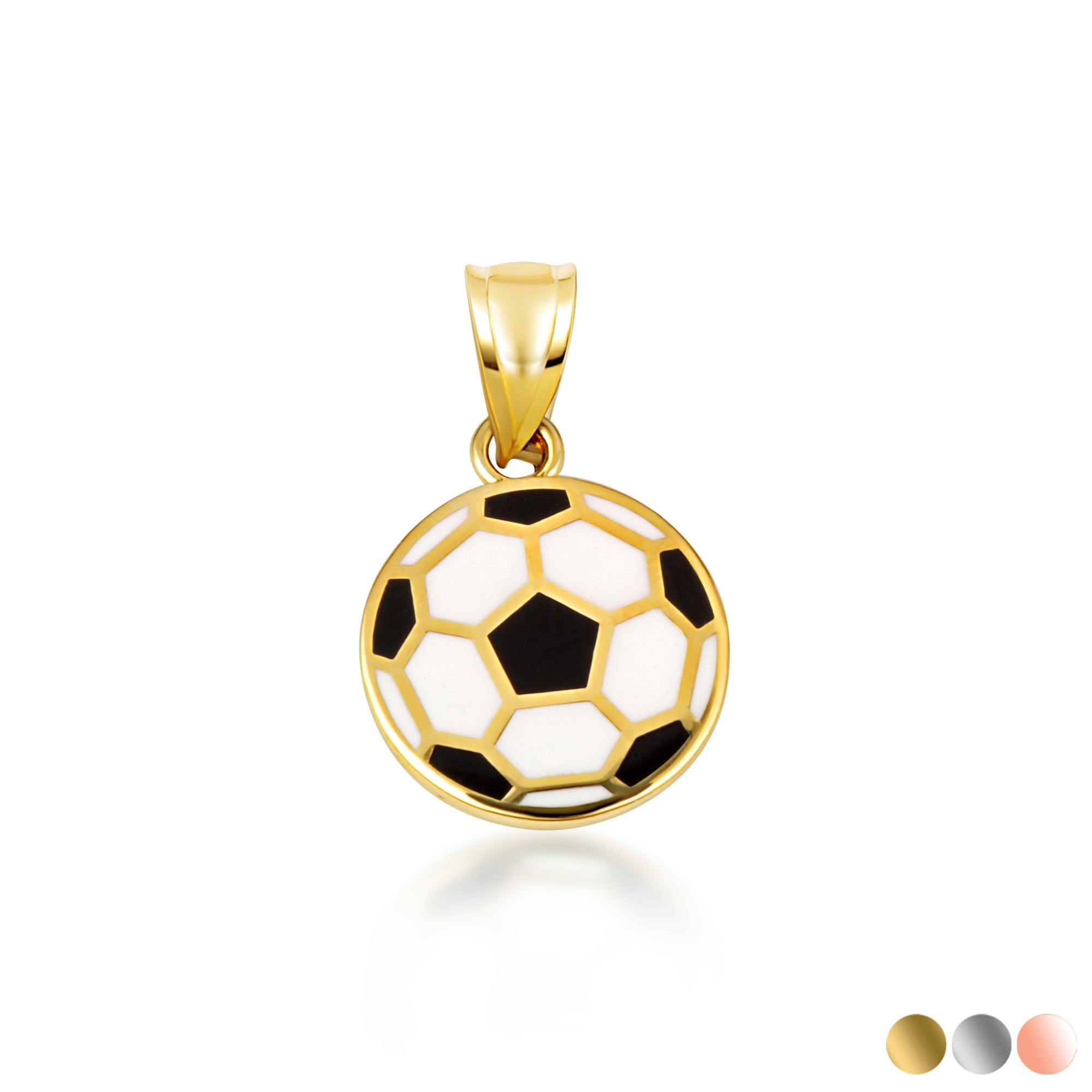 Gold Enamel Soccer Ball Necklace