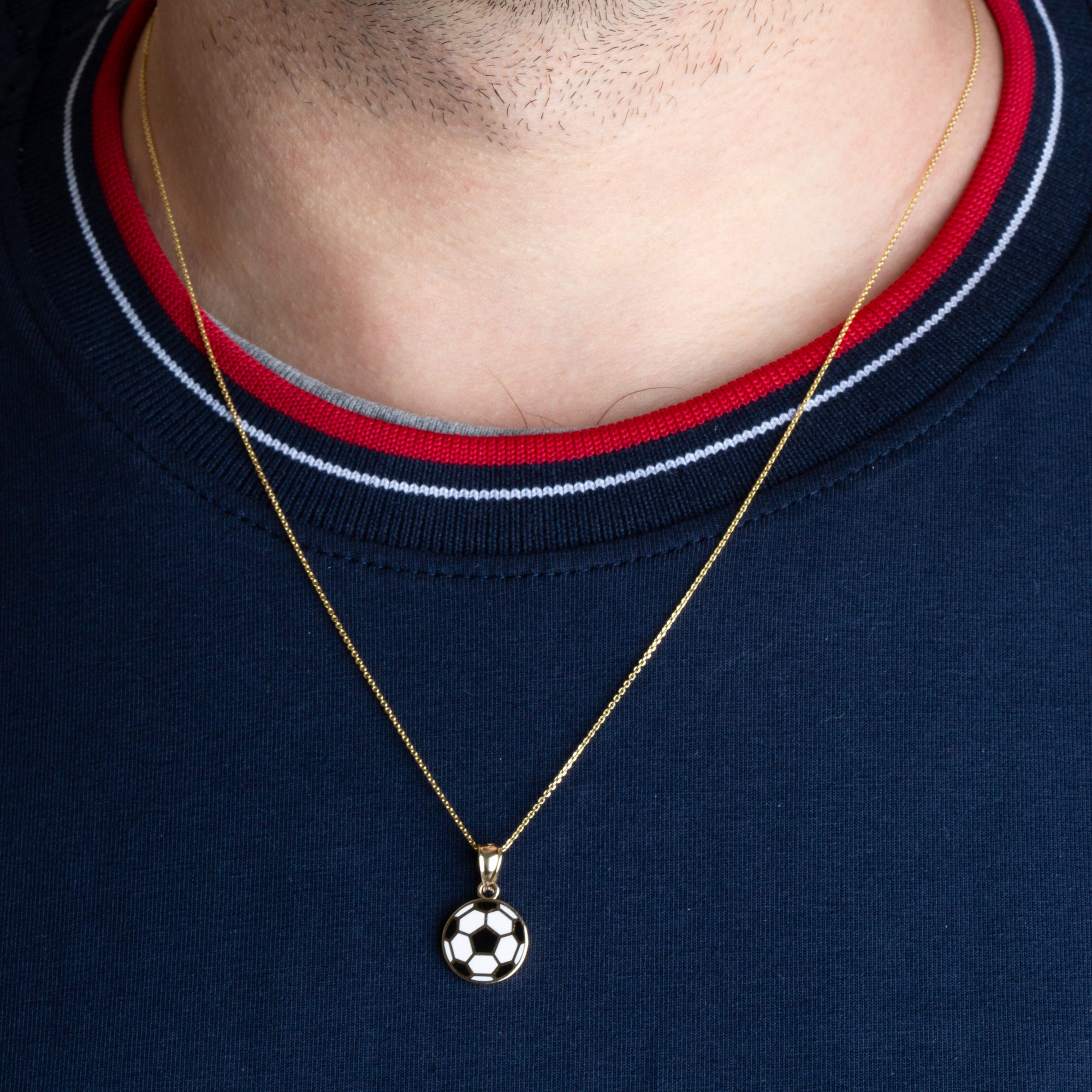 Gold Enamel Soccer Ball Necklace, view 2