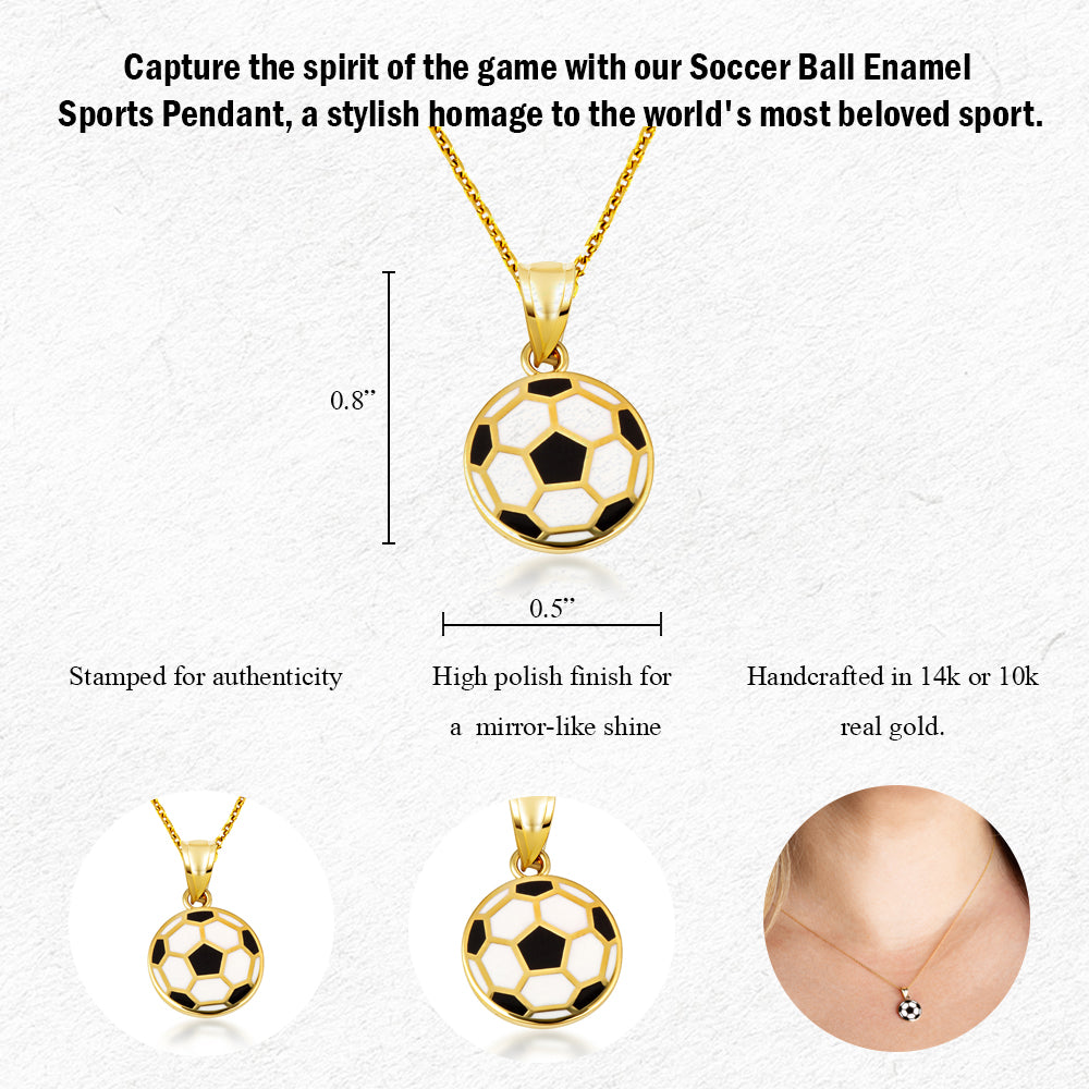 Gold Enamel Soccer Ball Necklace, view 4