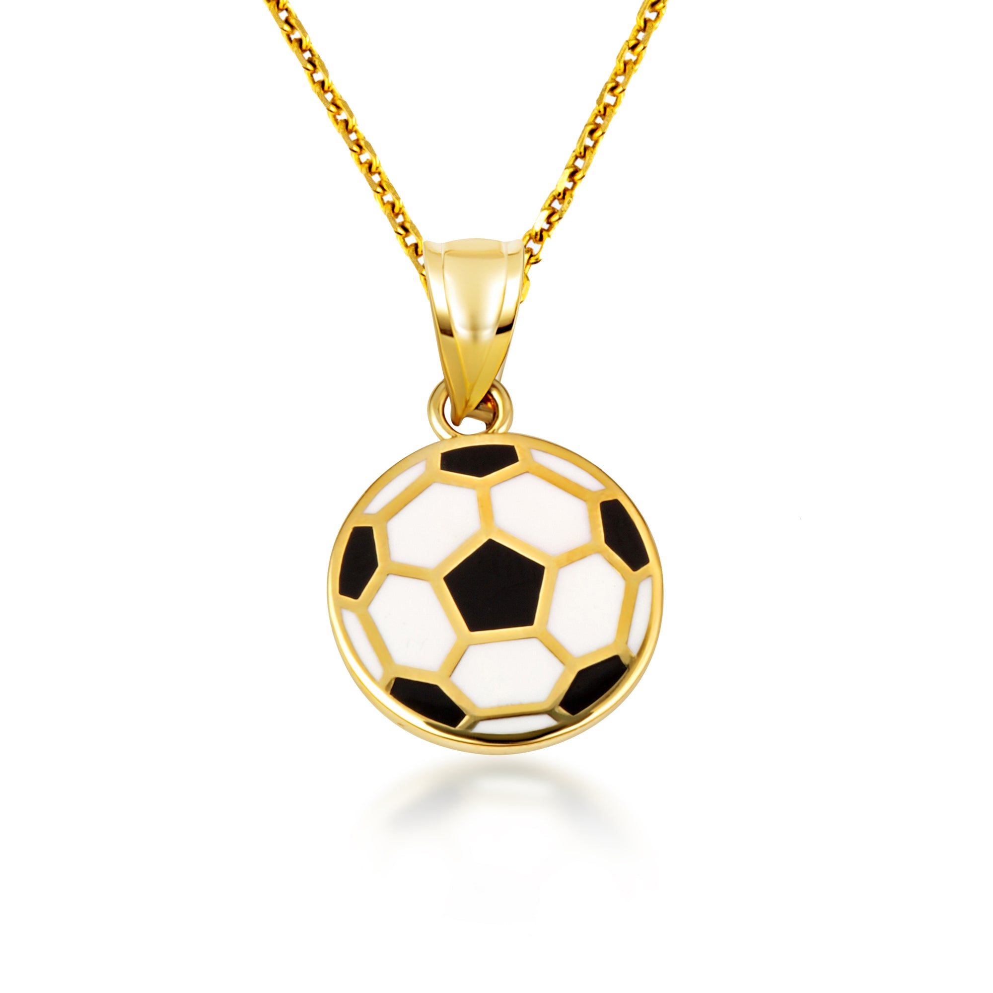 Gold Enamel Soccer Ball Necklace, view 5