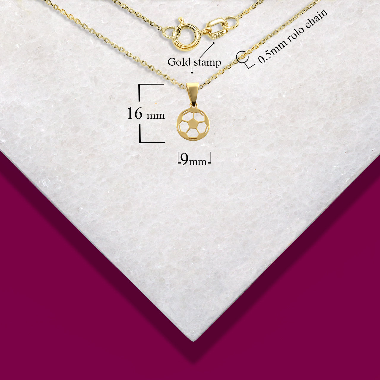 Gold Enamel Soccer Ball Sports Pendant Necklace Stud Earrings Set, view 4