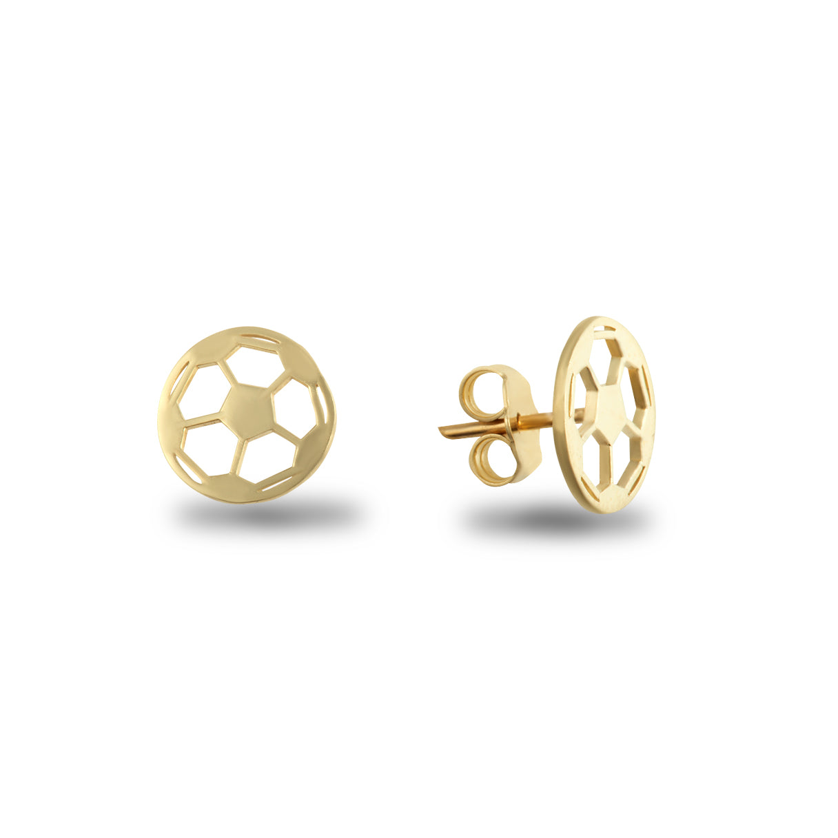 Gold Enamel Soccer Ball Sports Pendant Necklace Stud Earrings Set, view 7