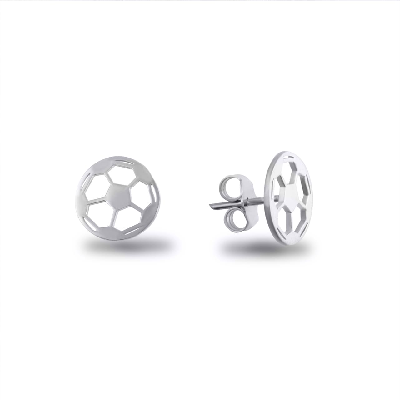 Gold Enamel Soccer Ball Sports Pendant Necklace Stud Earrings Set, view 10