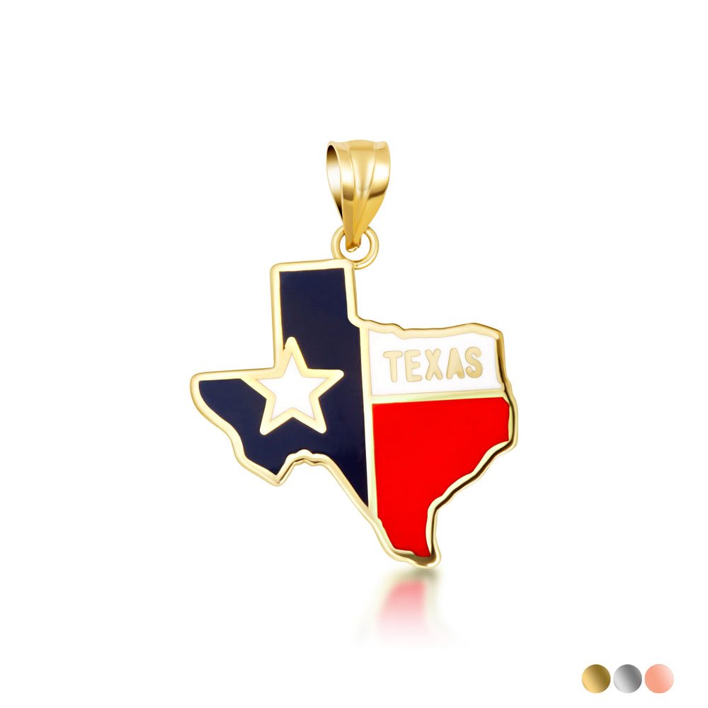 Gold Enamel Texas Lone Star State Pendant Necklace