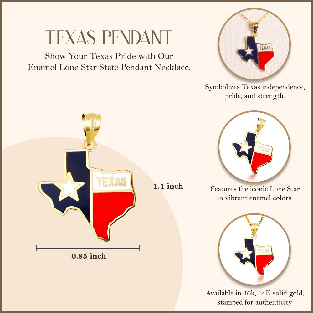 Gold Enamel Texas Lone Star State Pendant Necklace, view 4