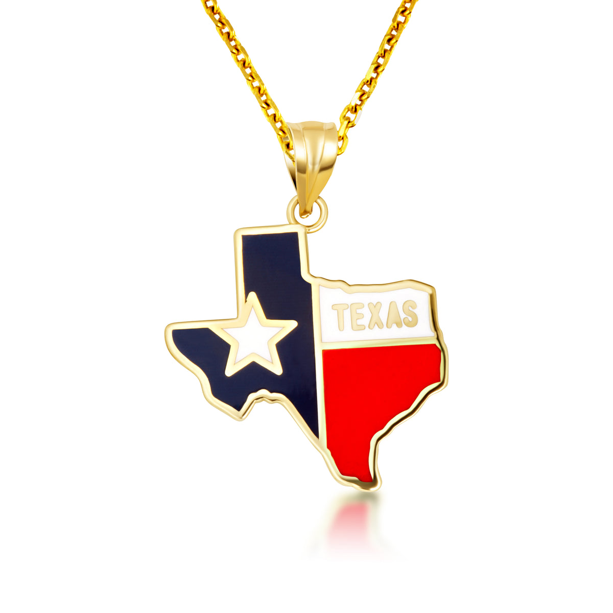 Gold Enamel Texas Lone Star State Pendant Necklace, view 5