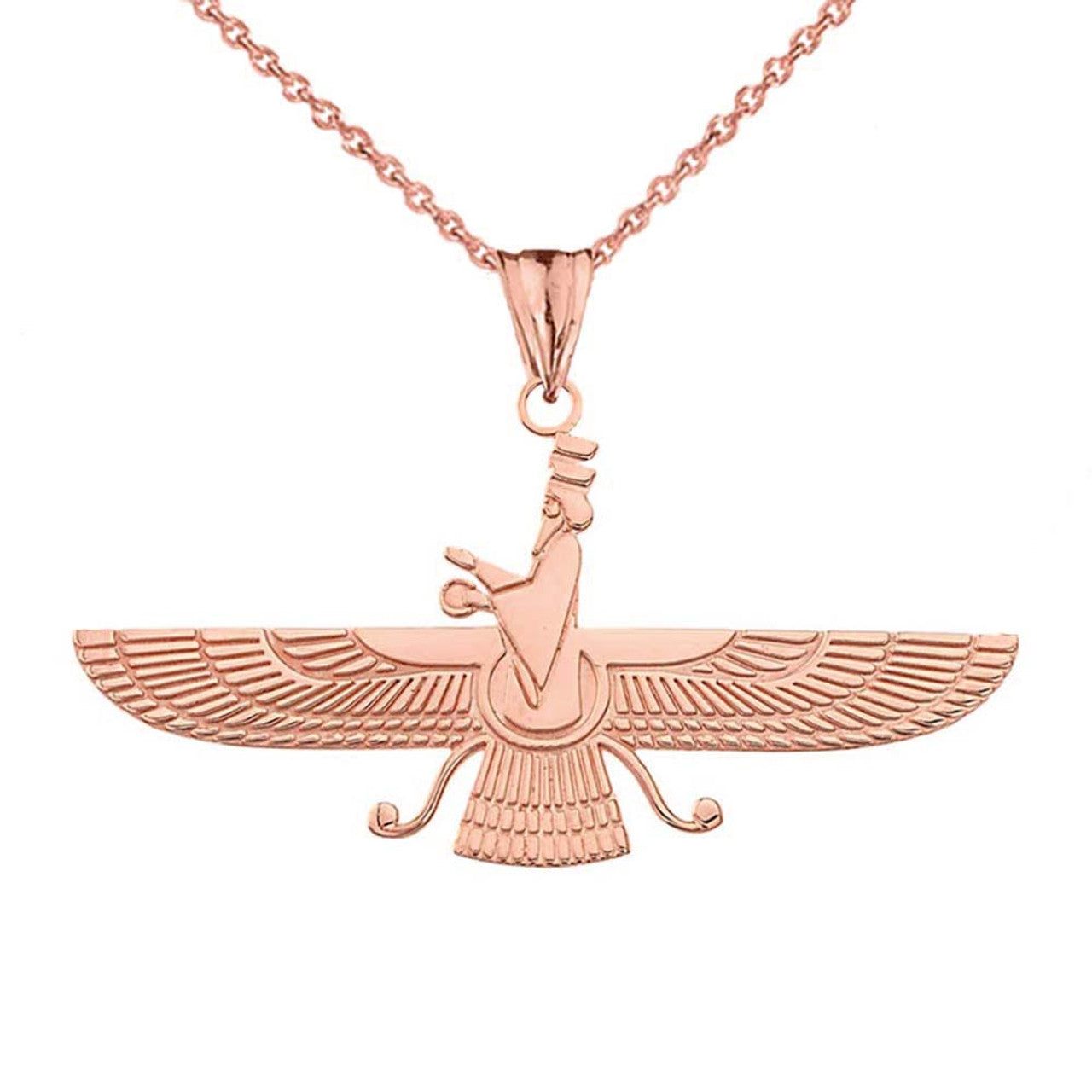 Gold Faravahar Pendant Necklace, view 3