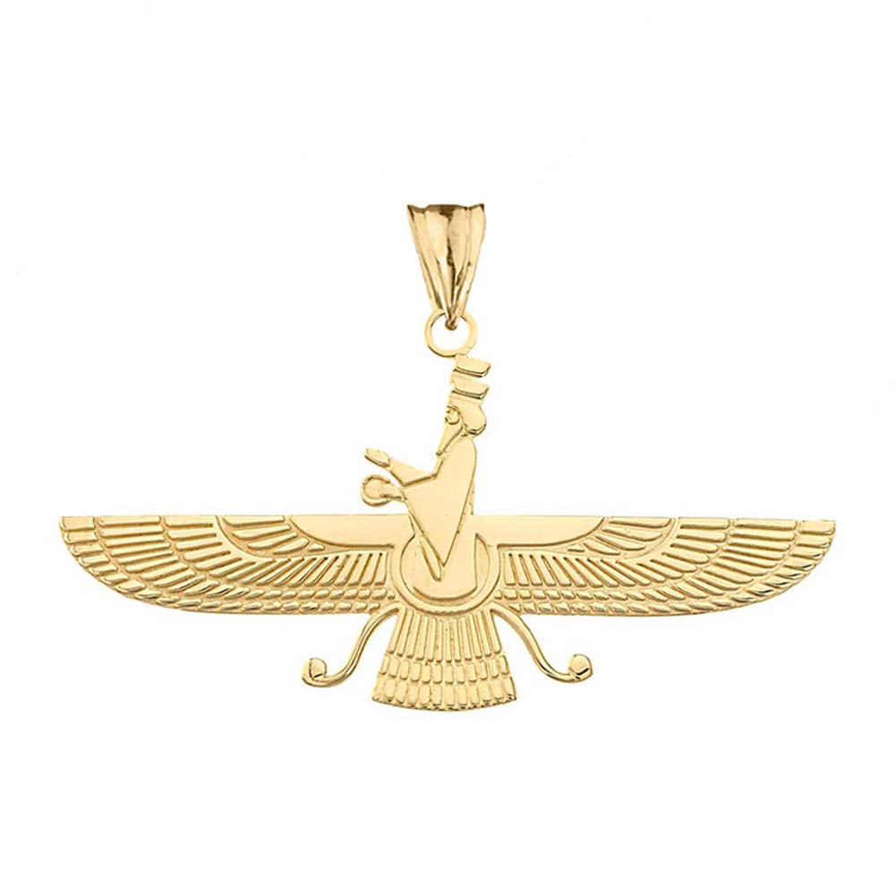 Gold Faravahar Pendant Necklace, view 7