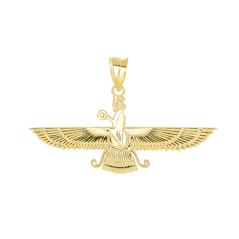 Gold Faravahar Persian Zoroastrian Pendant Necklace, view 2