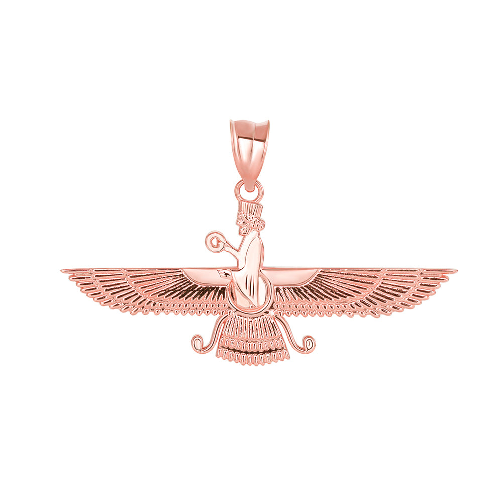 Gold Faravahar Persian Zoroastrian Pendant Necklace, view 4