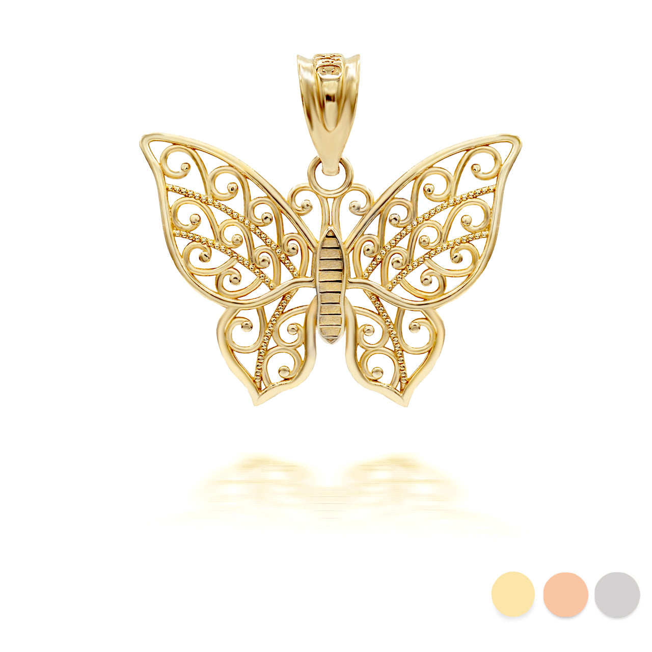 Gold Filigree Butterfly Pendant Necklace