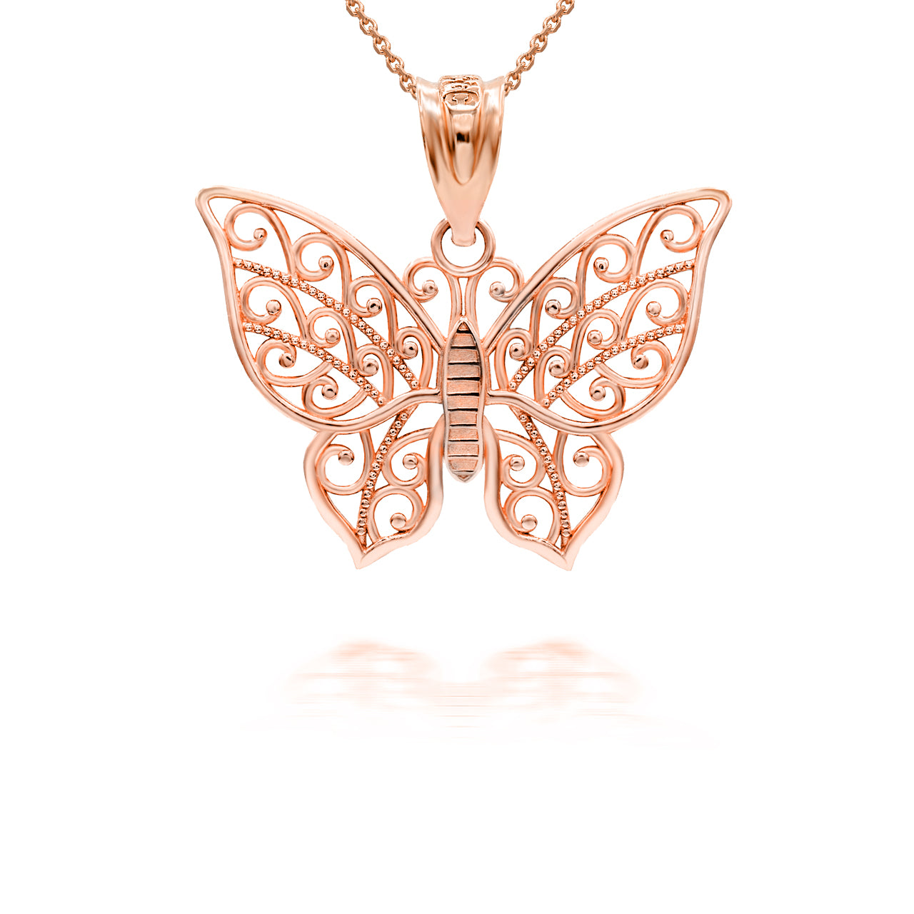 Gold Filigree Butterfly Pendant Necklace, view 5