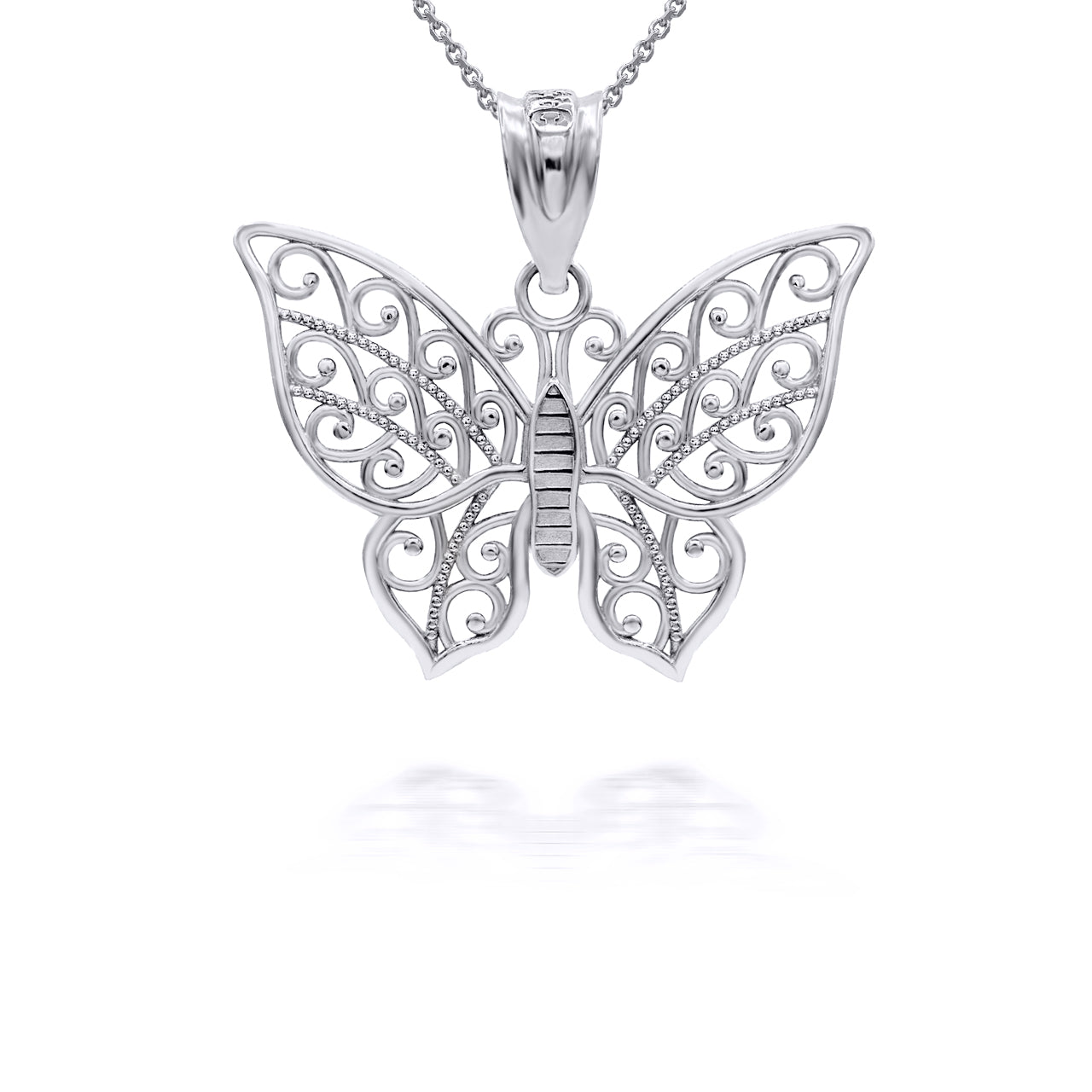 Gold Filigree Butterfly Pendant Necklace, view 7