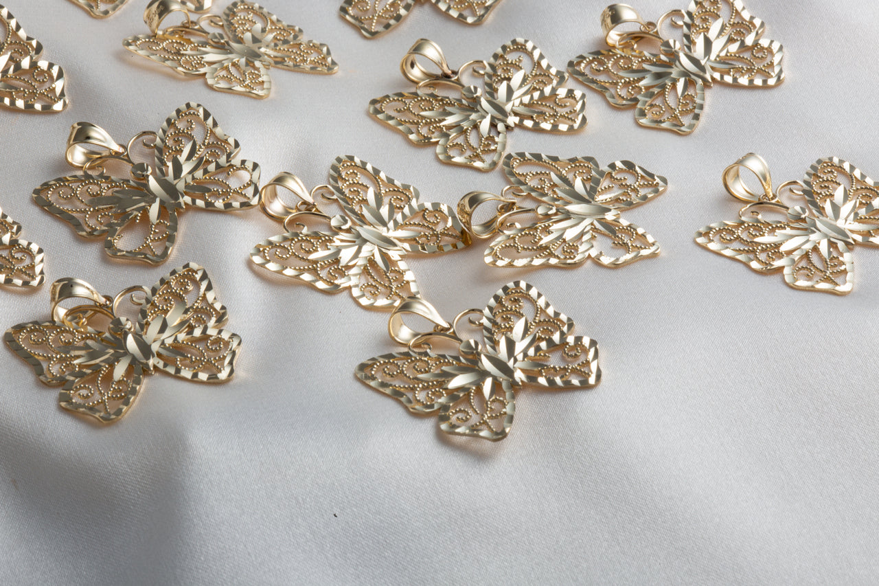 Gold Filigree Butterfly Pendant Necklace — Width: 0.66, view 4