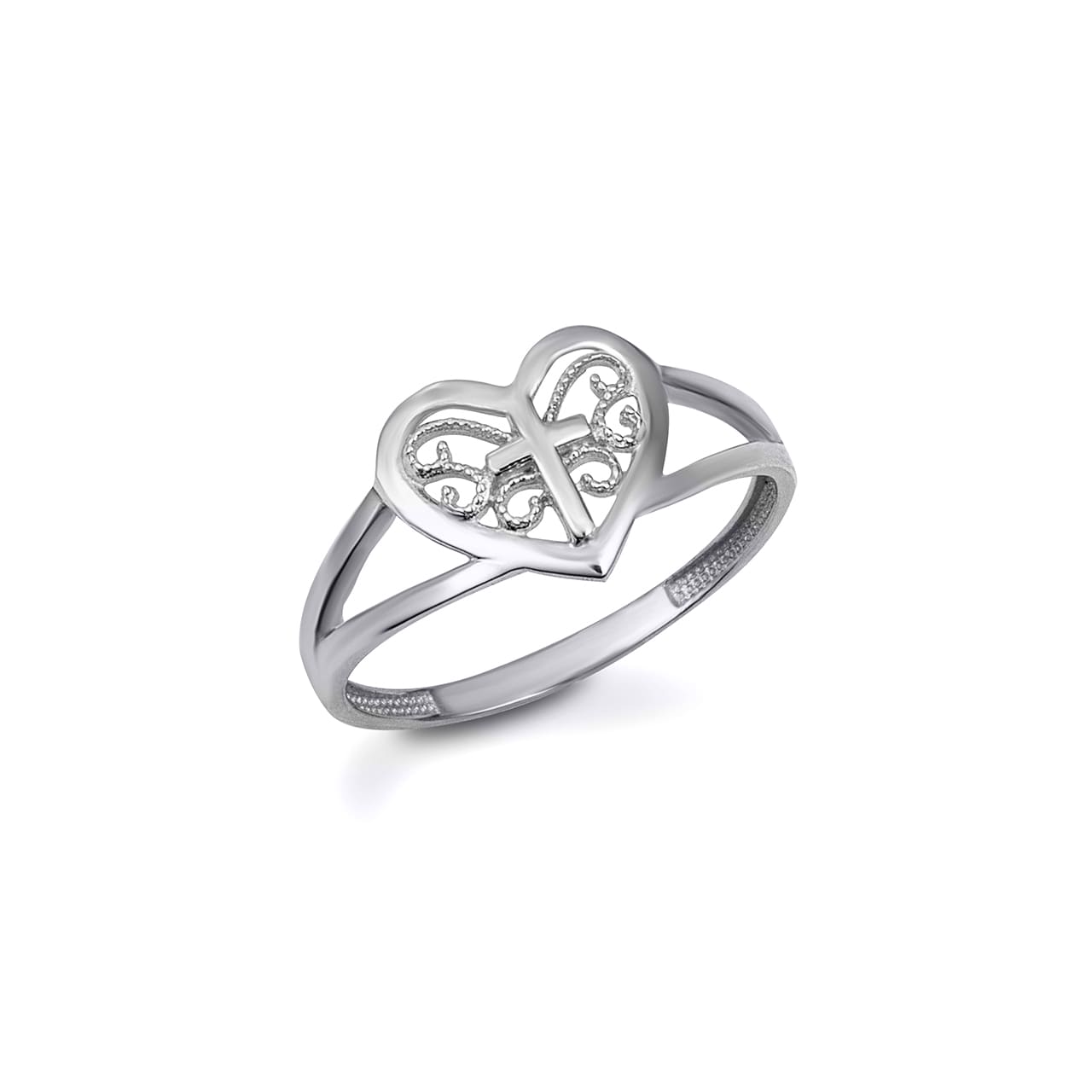 Gold Filigree Heart Cross Ring, view 4