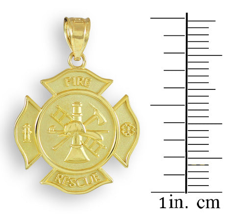 Gold Fire Department Firefighter Badge Pendant Necklace, view 3