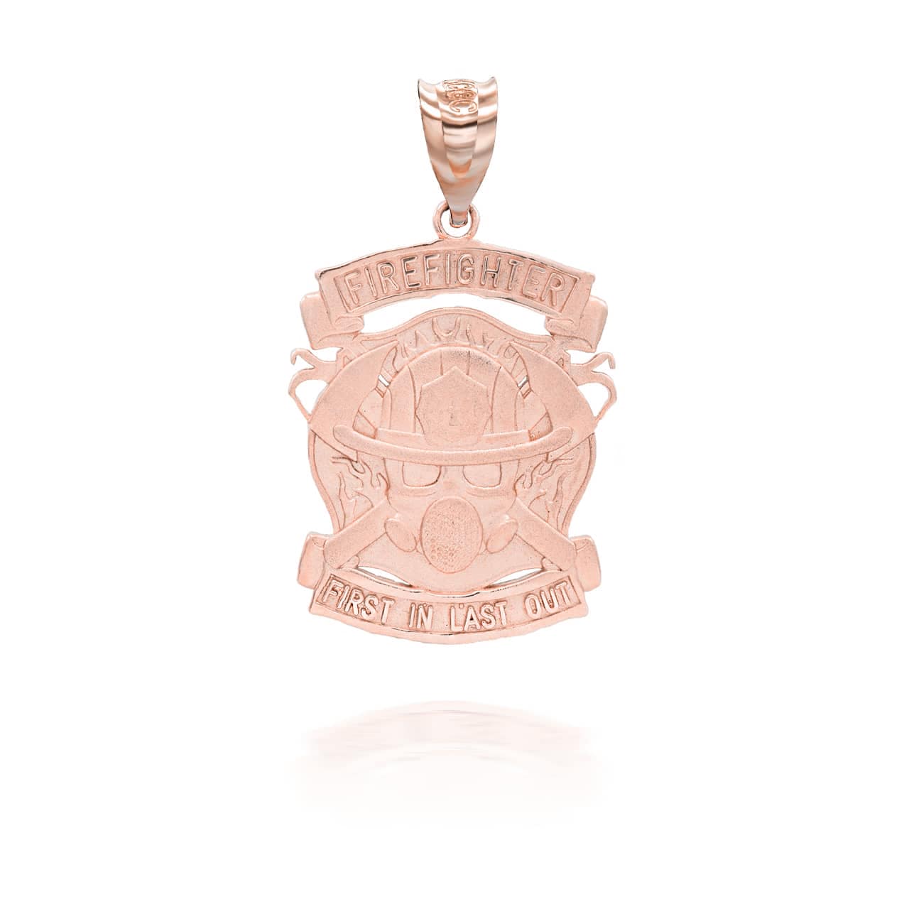 Gold Firefighter Logo "First In Last Out" Pendant Necklace, view 7