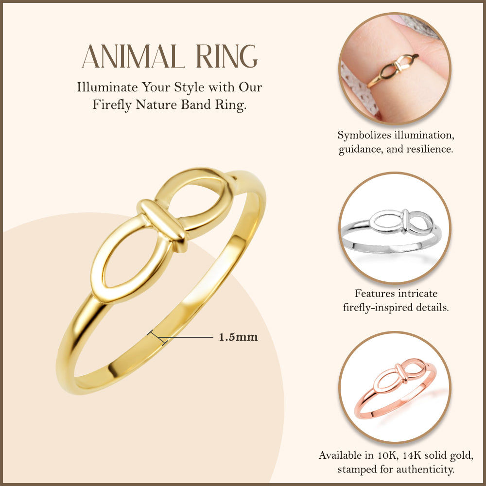 Gold Firefly Nature Band Ring, view 3