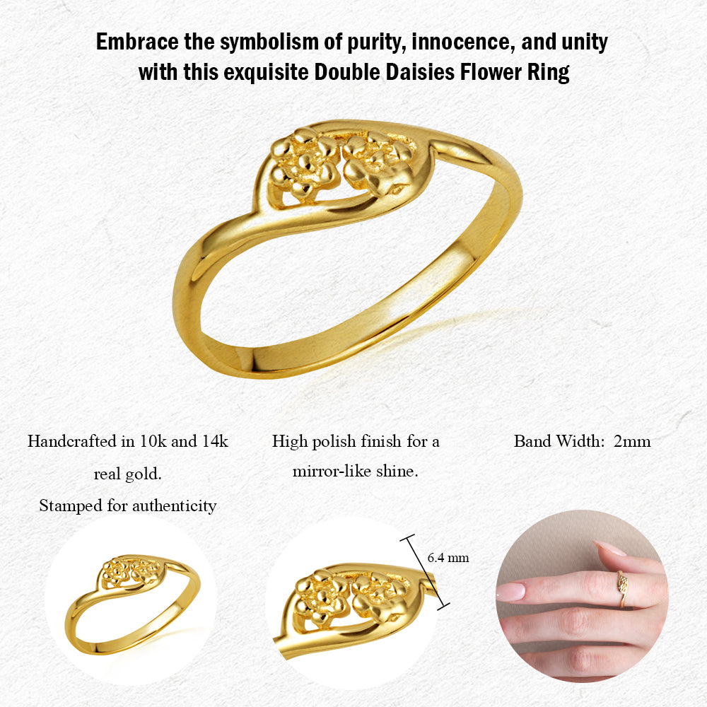 Gold Flower Daisy Band Ring, view 3
