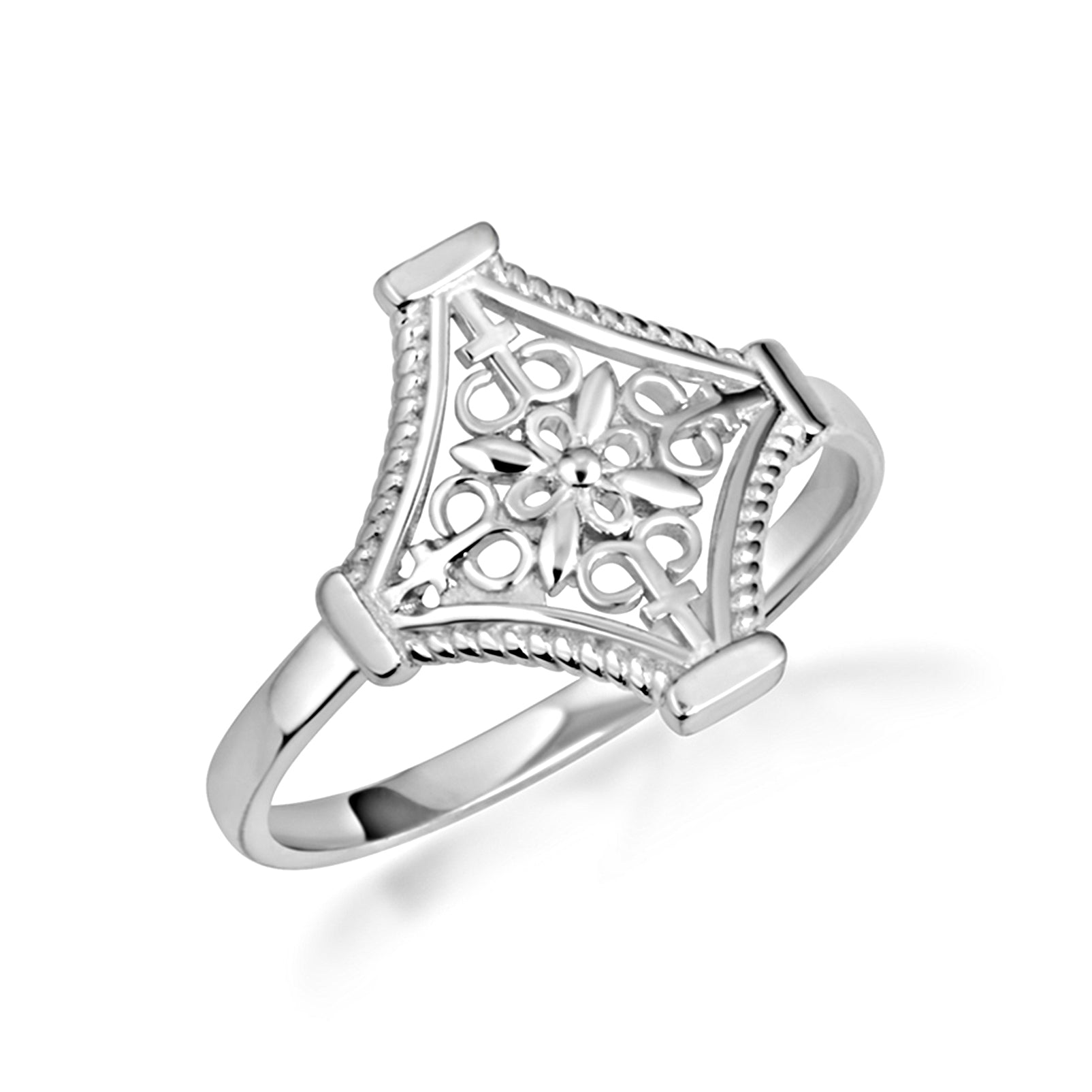 Gold Flower Filigree Statement Ring, view 3
