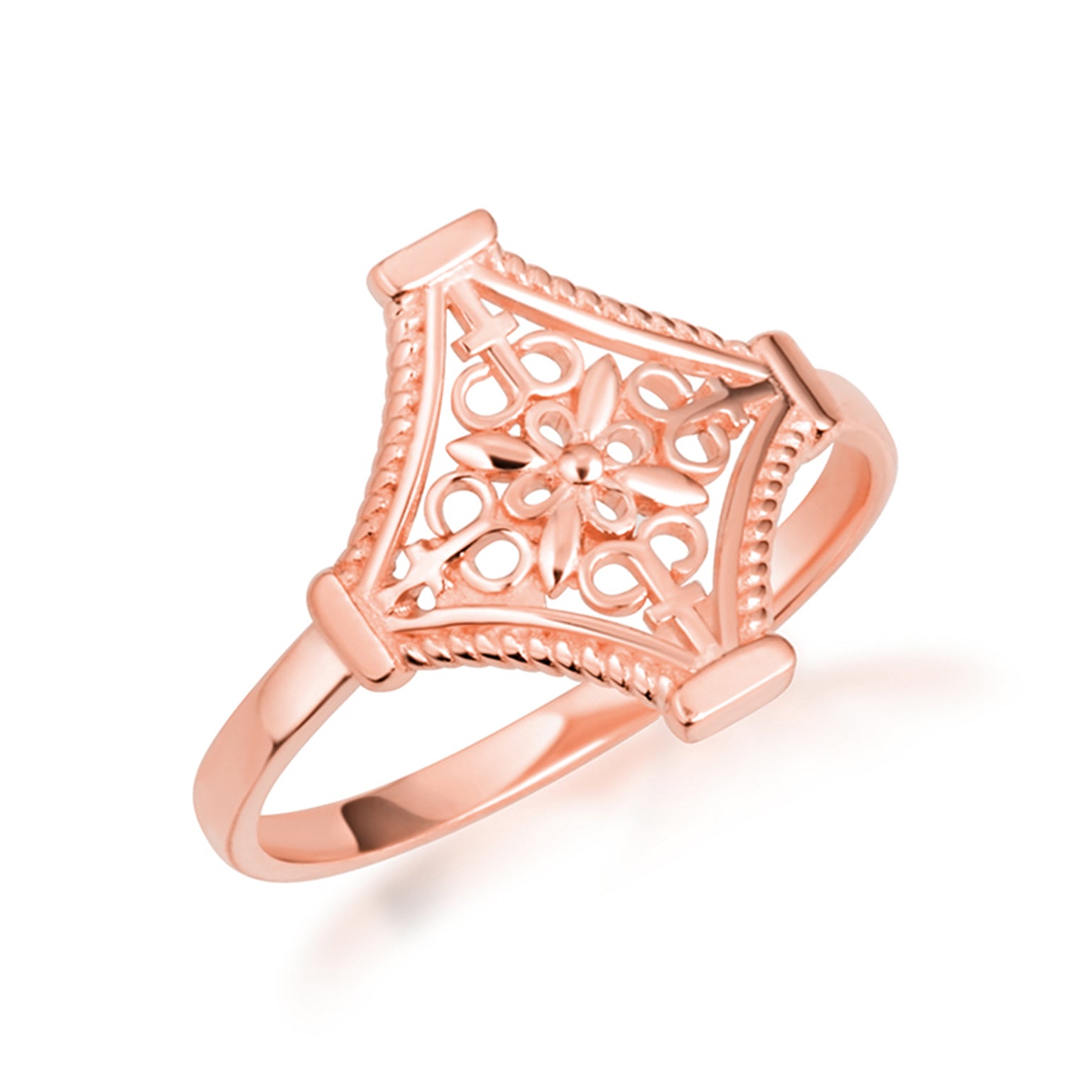 Gold Flower Filigree Statement Ring, view 4