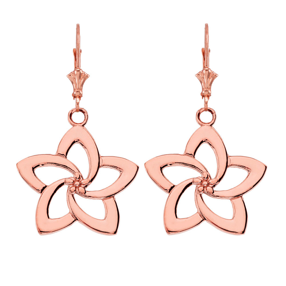 Gold Flower Hawaiian Plumeria Leverback Earrings, view 3
