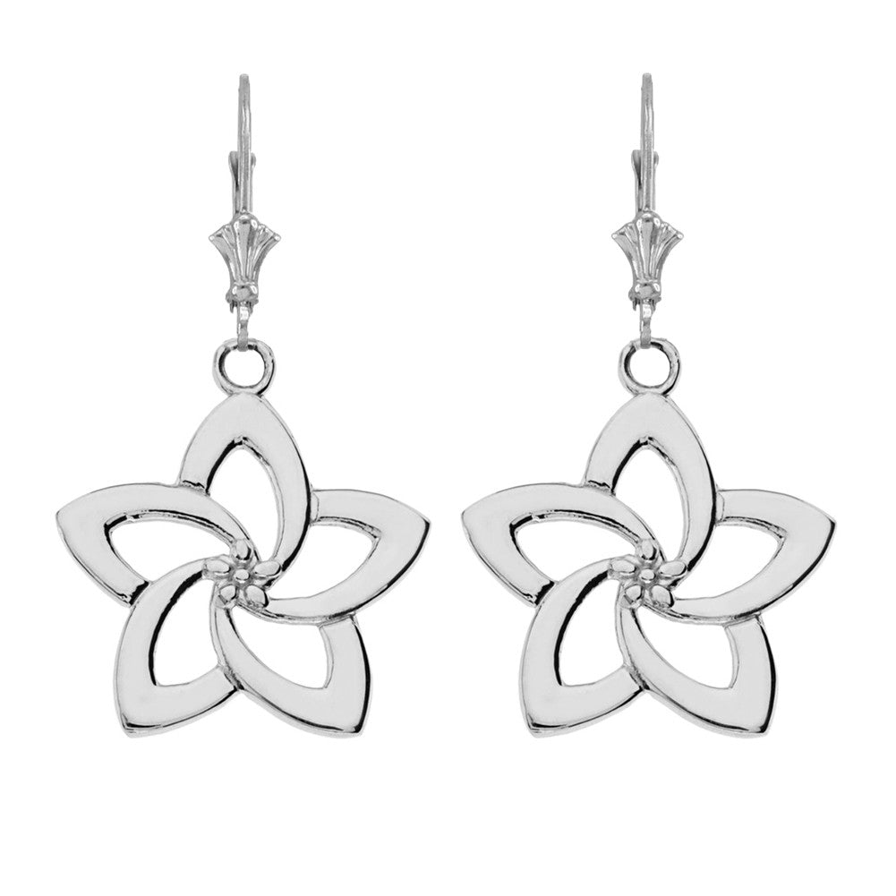 Gold Flower Hawaiian Plumeria Leverback Earrings, view 4