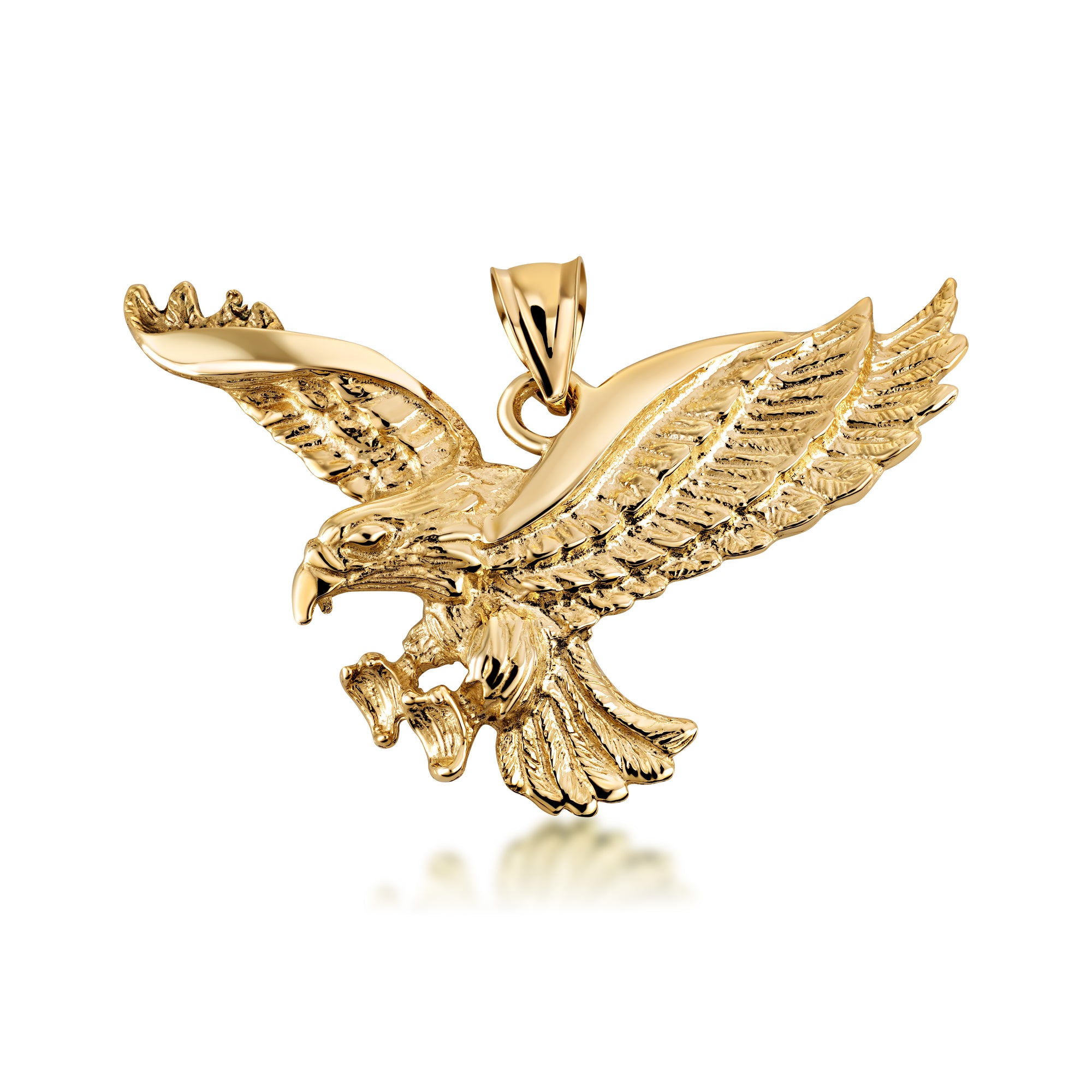 Gold Flying American Eagle Pendant Necklace, view 4