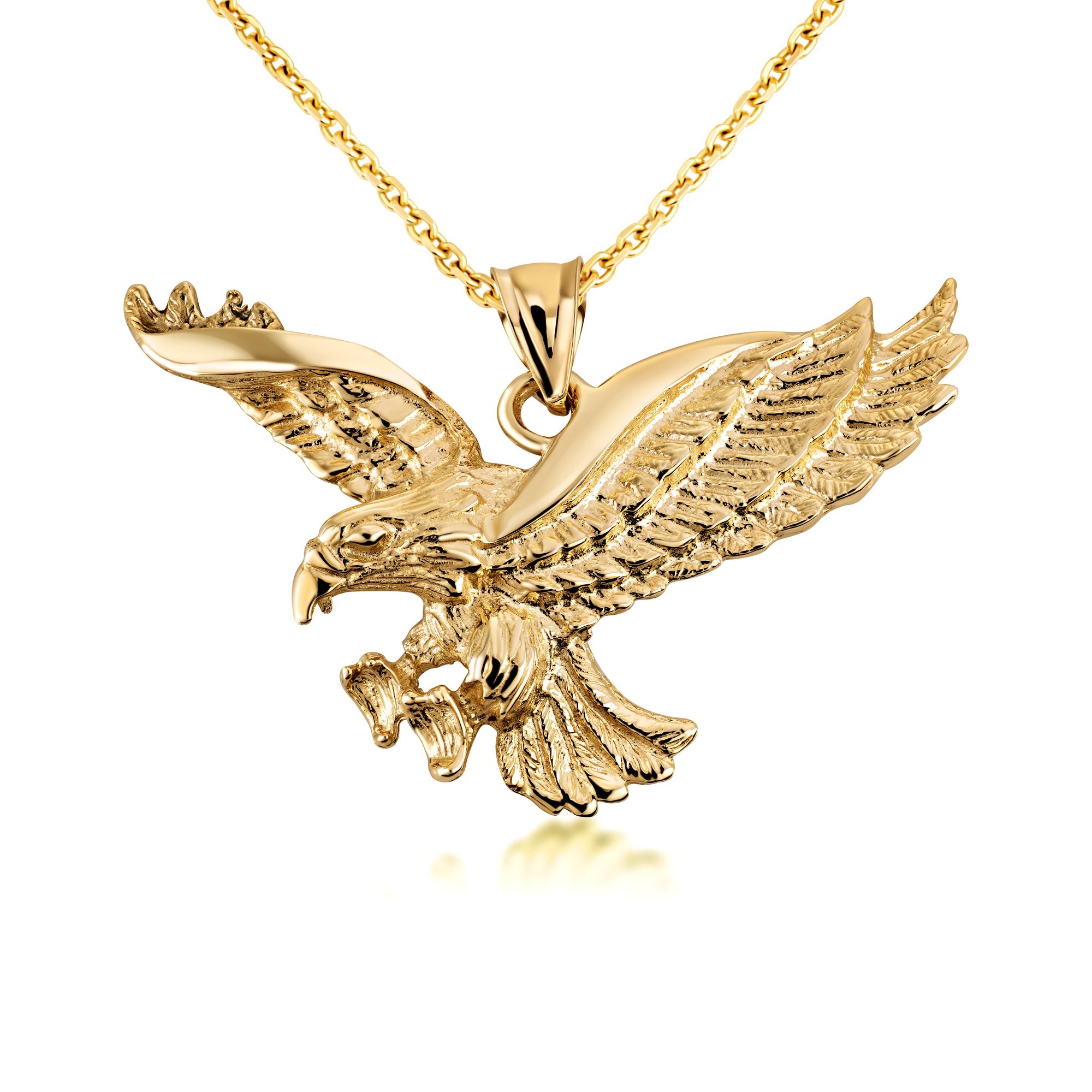 Gold Flying American Eagle Pendant Necklace, view 5