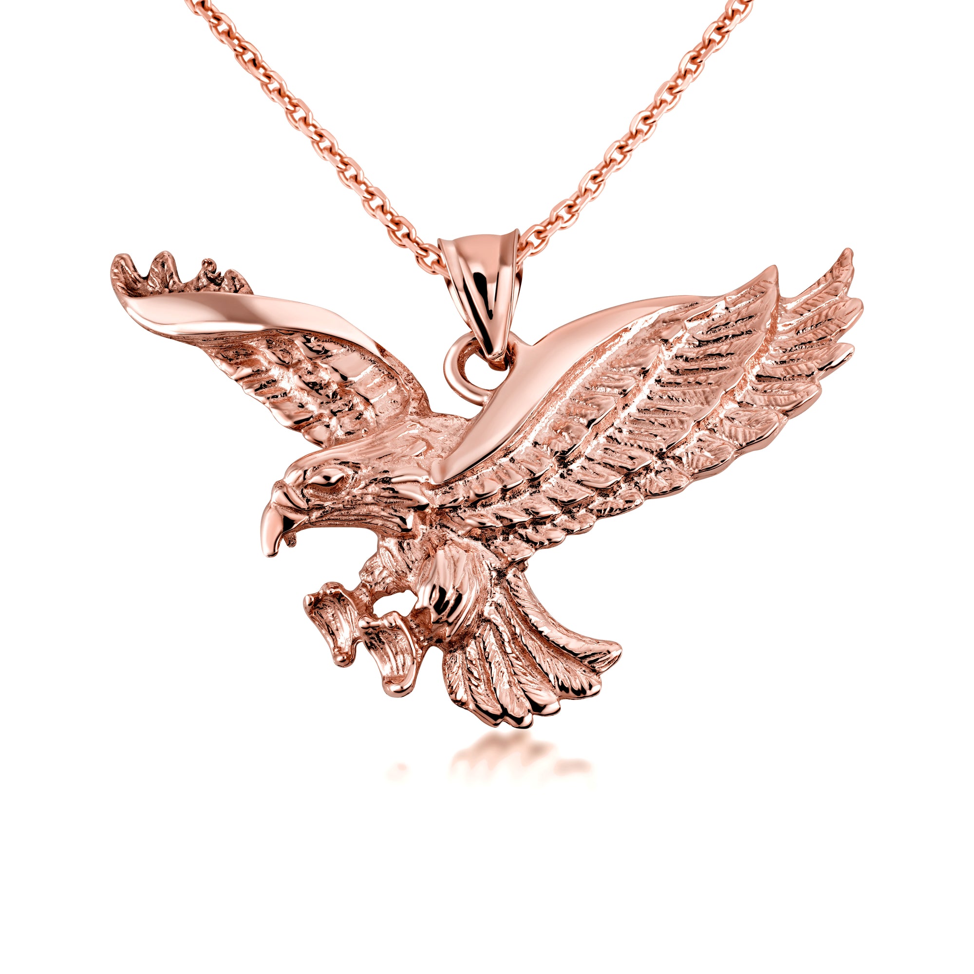 Gold Flying American Eagle Pendant Necklace, view 7