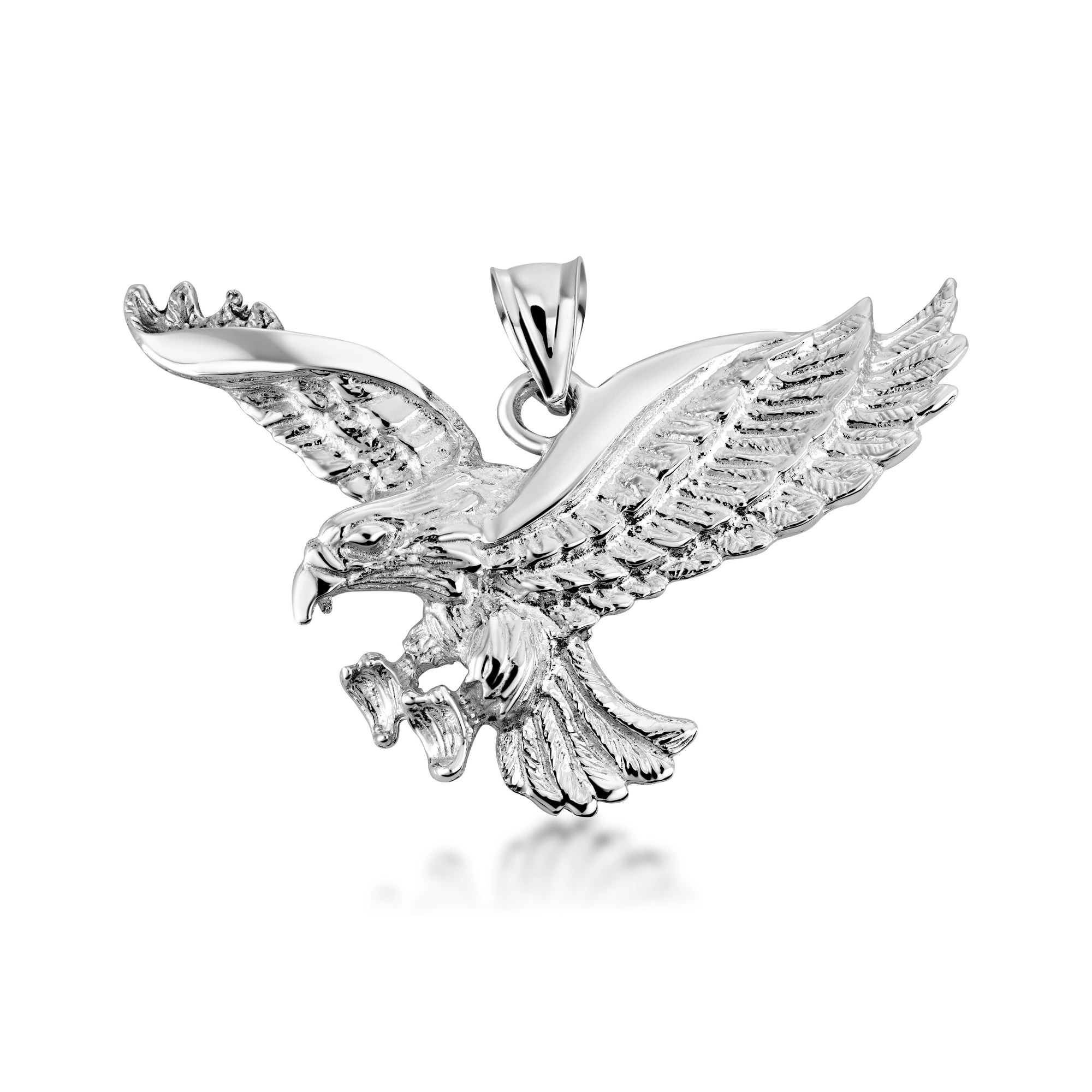 Gold Flying American Eagle Pendant Necklace, view 8