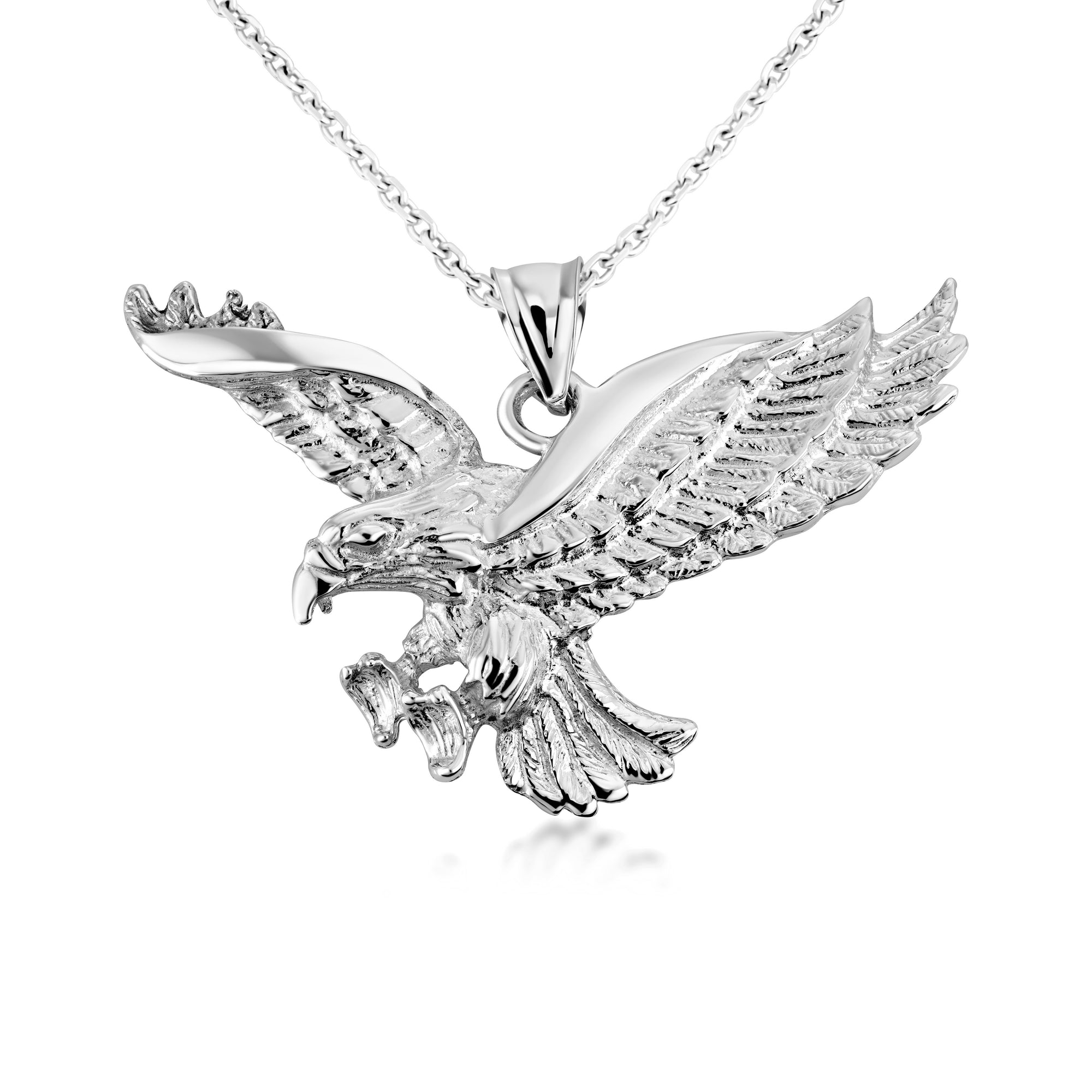 Gold Flying American Eagle Pendant Necklace, view 9