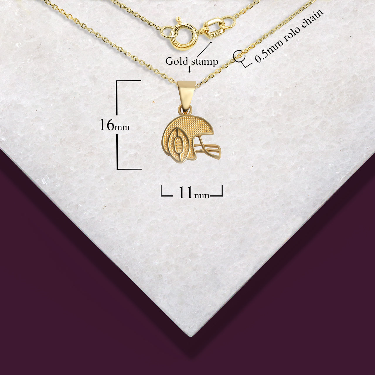 Gold Football Helmet Sports Pendant Necklace, view 5