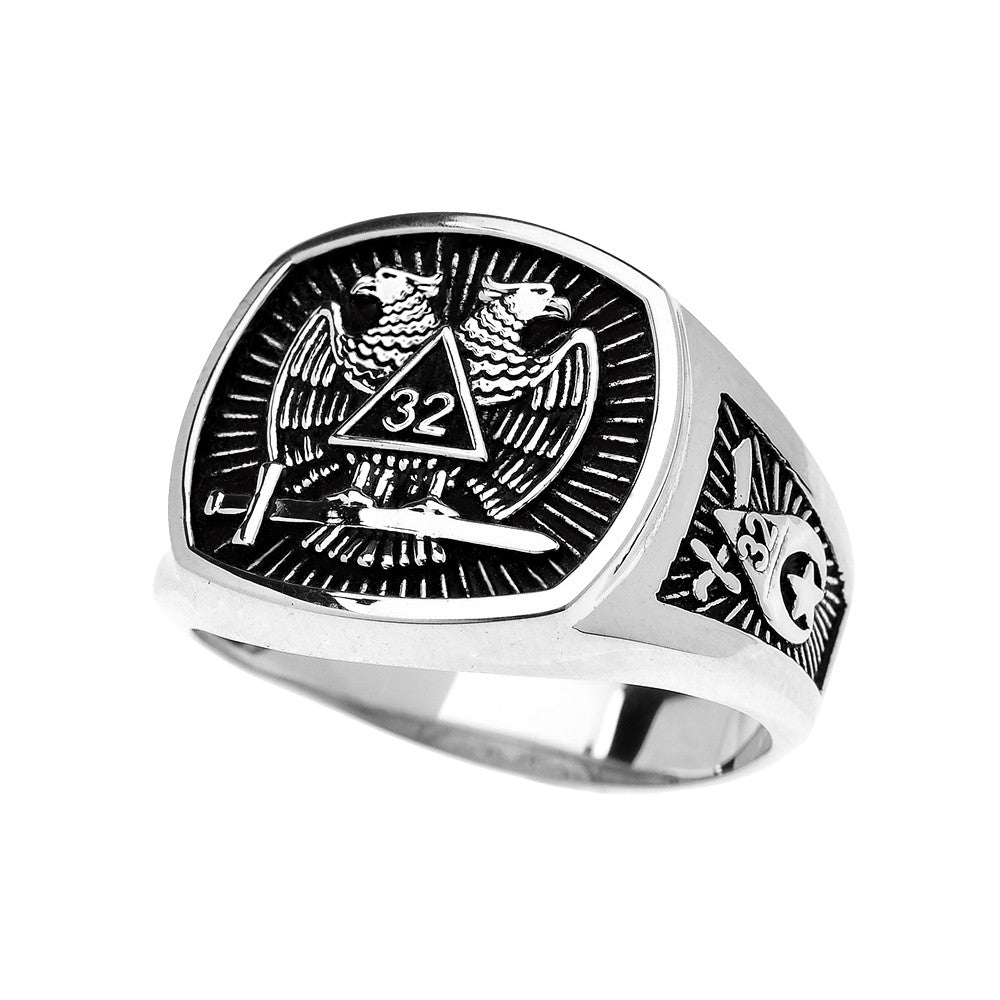 Gold Freemason Shriners Scottish Rite Men's Signet Ring, view 2
