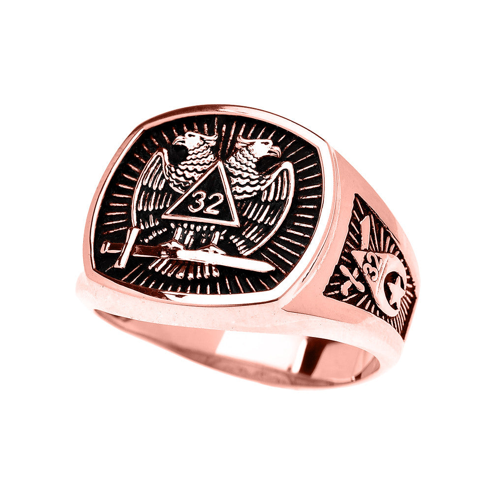 Gold Freemason Shriners Scottish Rite Men's Signet Ring, view 3