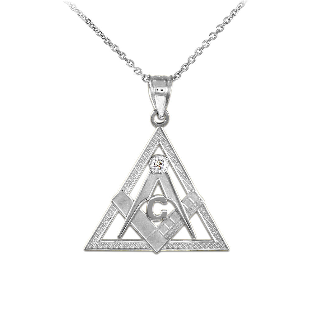 Gold Freemason Square & Compass Eye Of Providence Triangle Pendant Necklace, view 5