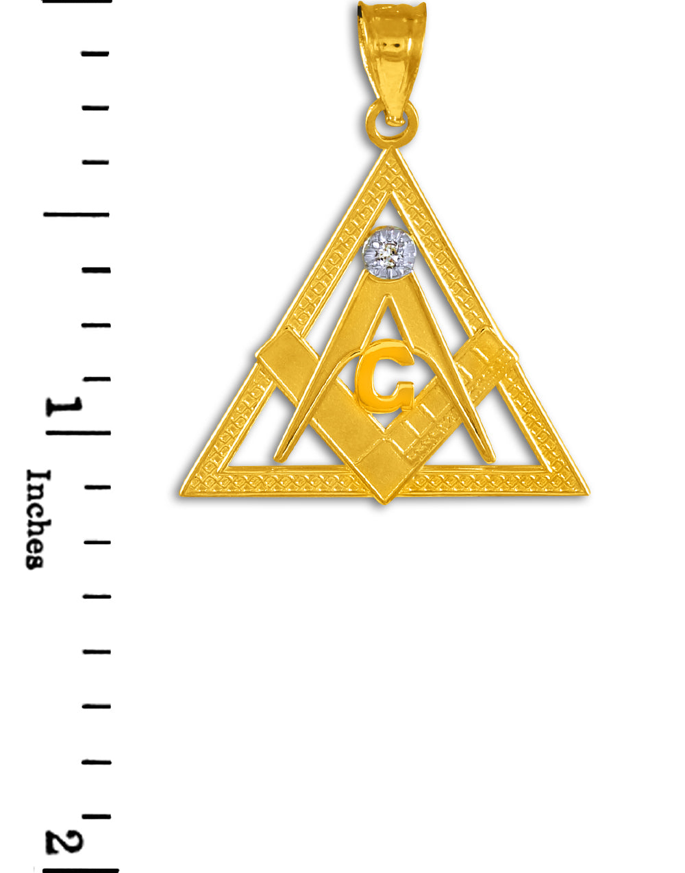 Gold Freemason Square & Compass Eye Of Providence Triangle Pendant Necklace, view 7