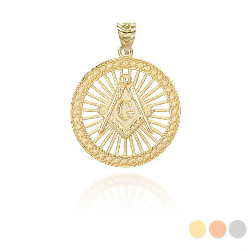 Gold Freemason Square and Compasses Illuminated Pendant Necklace