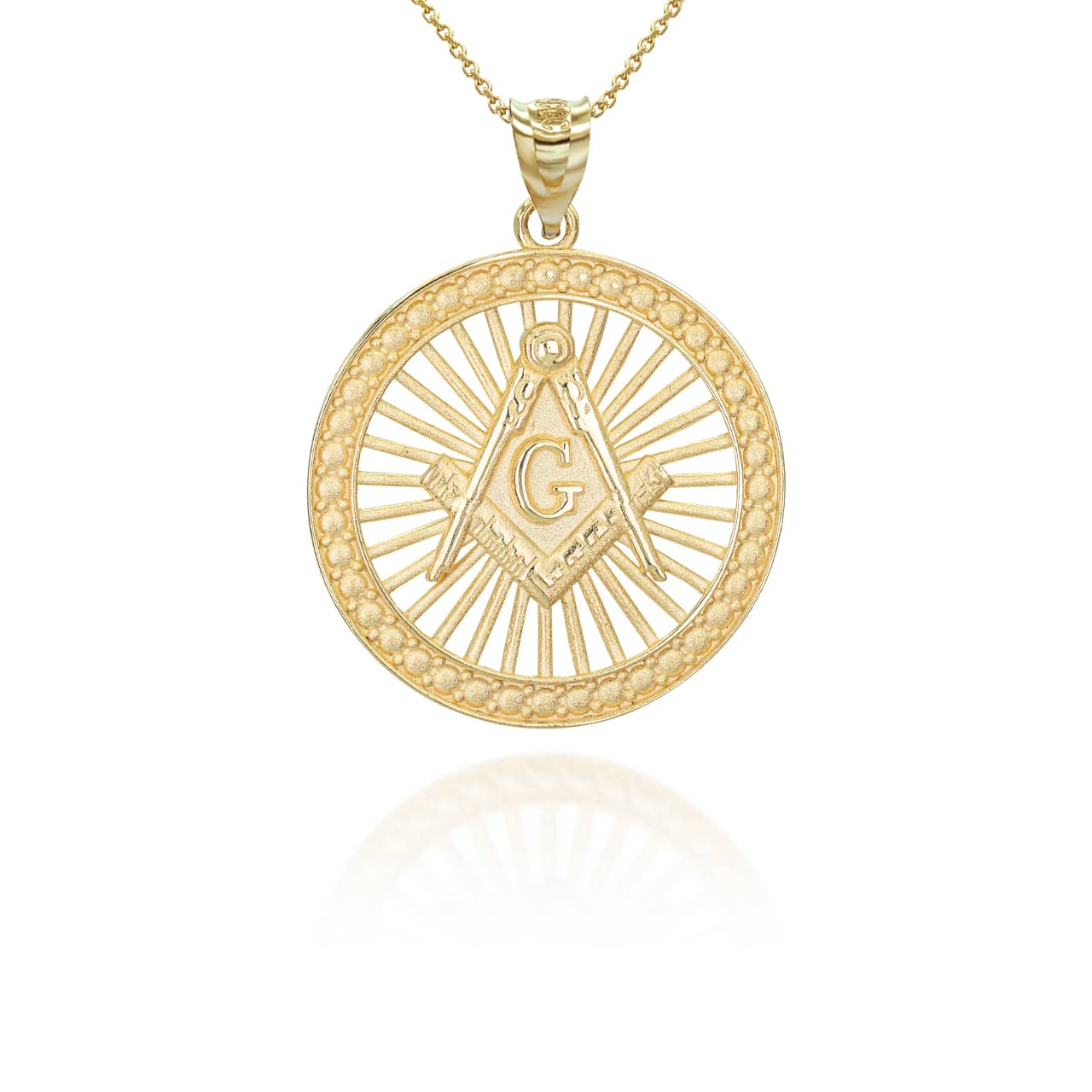 Gold Freemason Square and Compasses Illuminated Pendant Necklace, view 5
