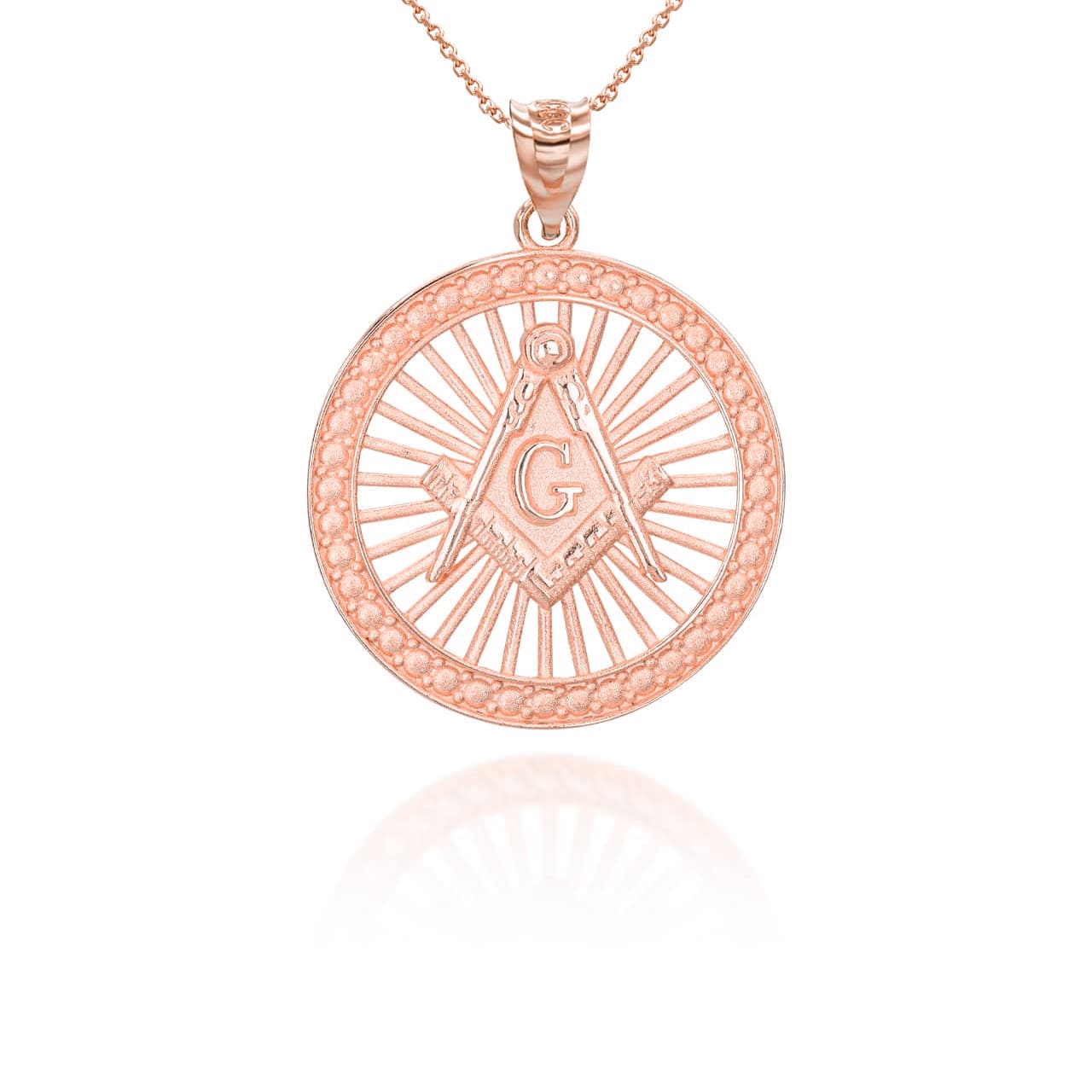 Gold Freemason Square and Compasses Illuminated Pendant Necklace, view 7