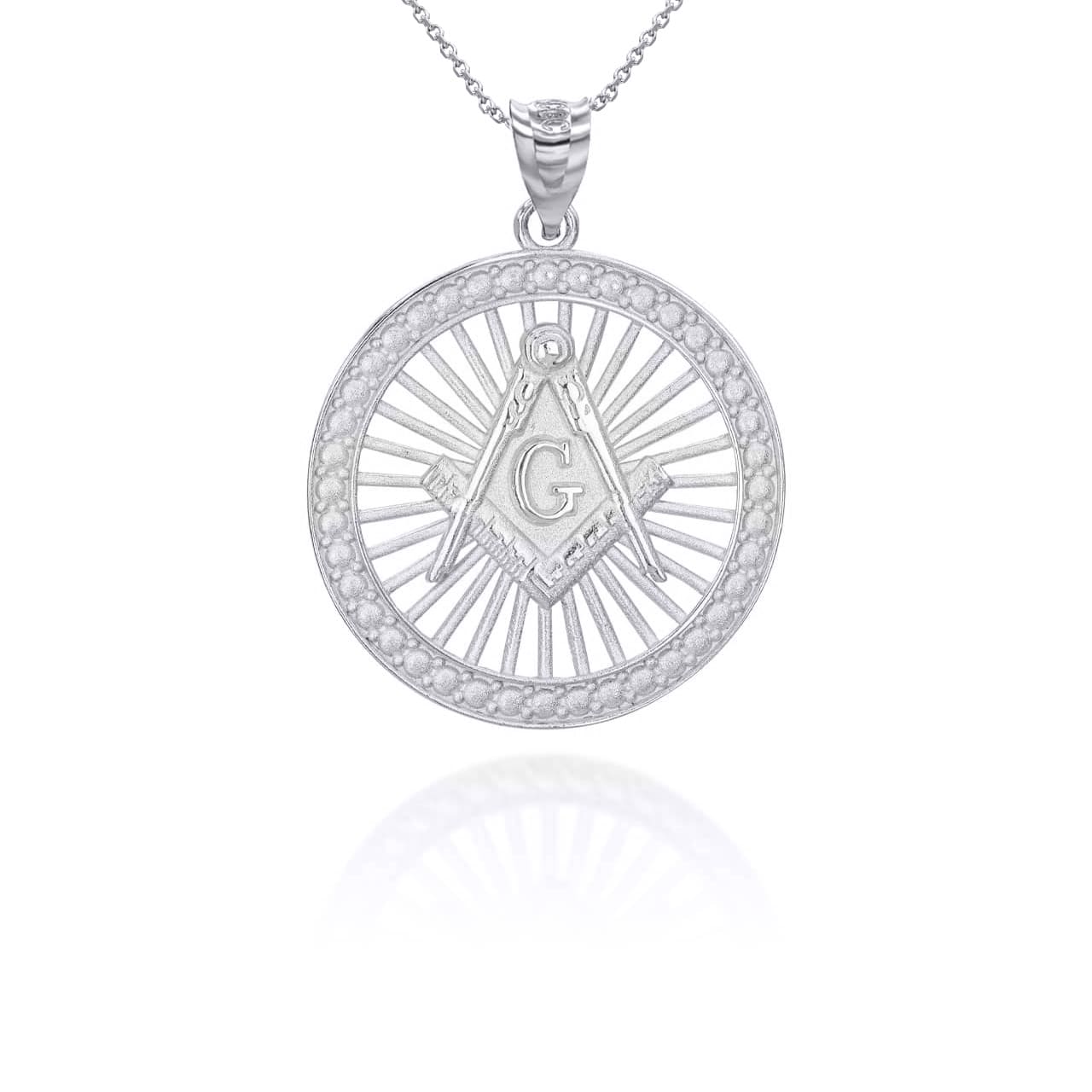 Gold Freemason Square and Compasses Illuminated Pendant Necklace, view 9