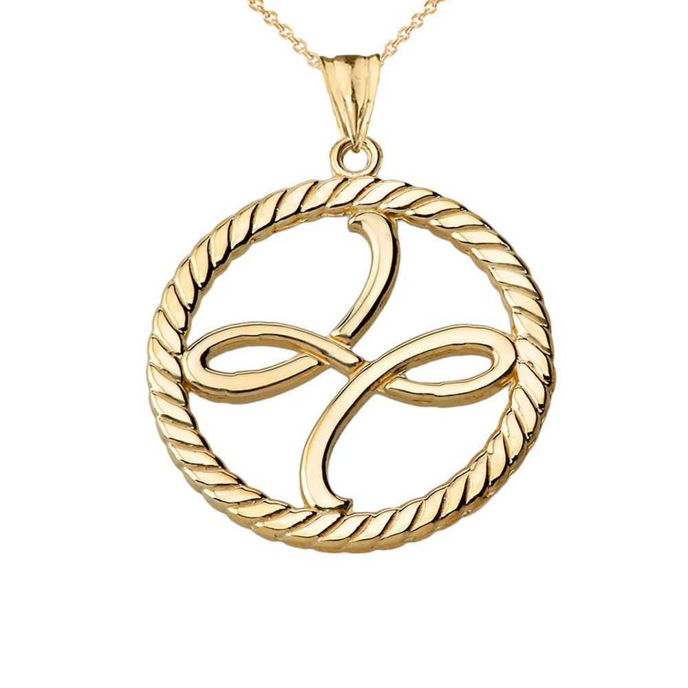 Gold Friendship Symbol in Rope Pendant Necklace