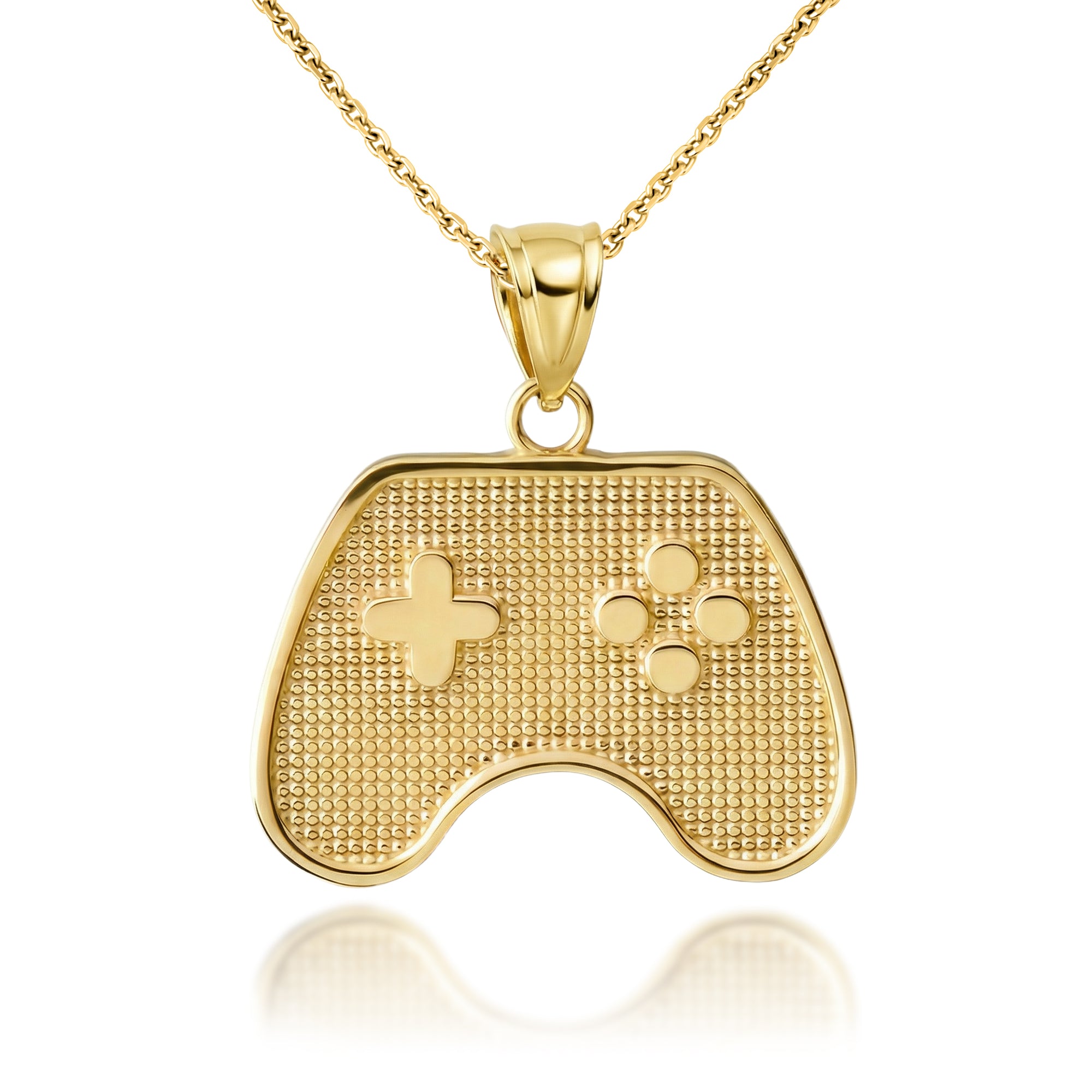 Gold Game Control Pendant Necklace, view 4