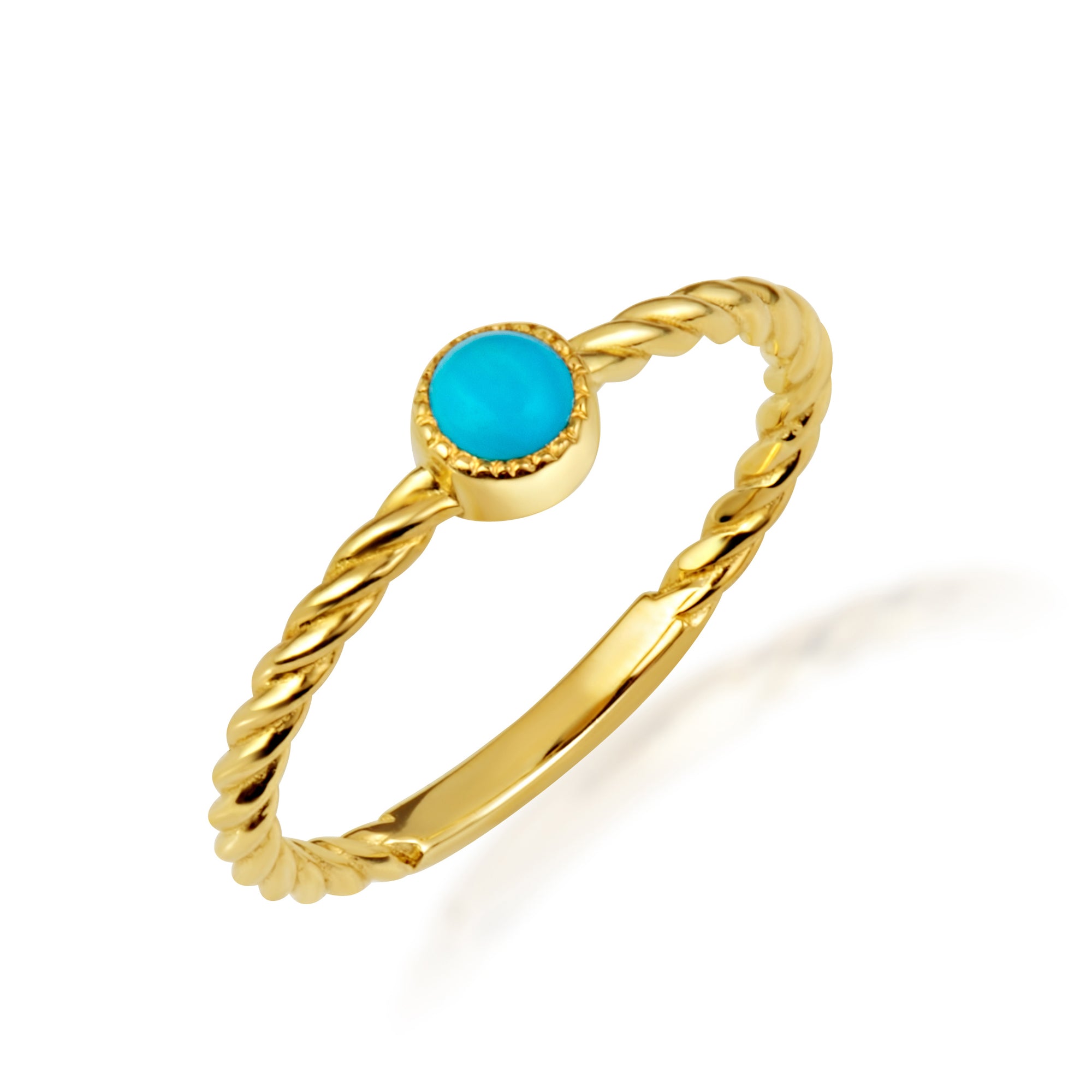 Gold Genuine Turquoise Gemstone Rope Statement Ring, view 6