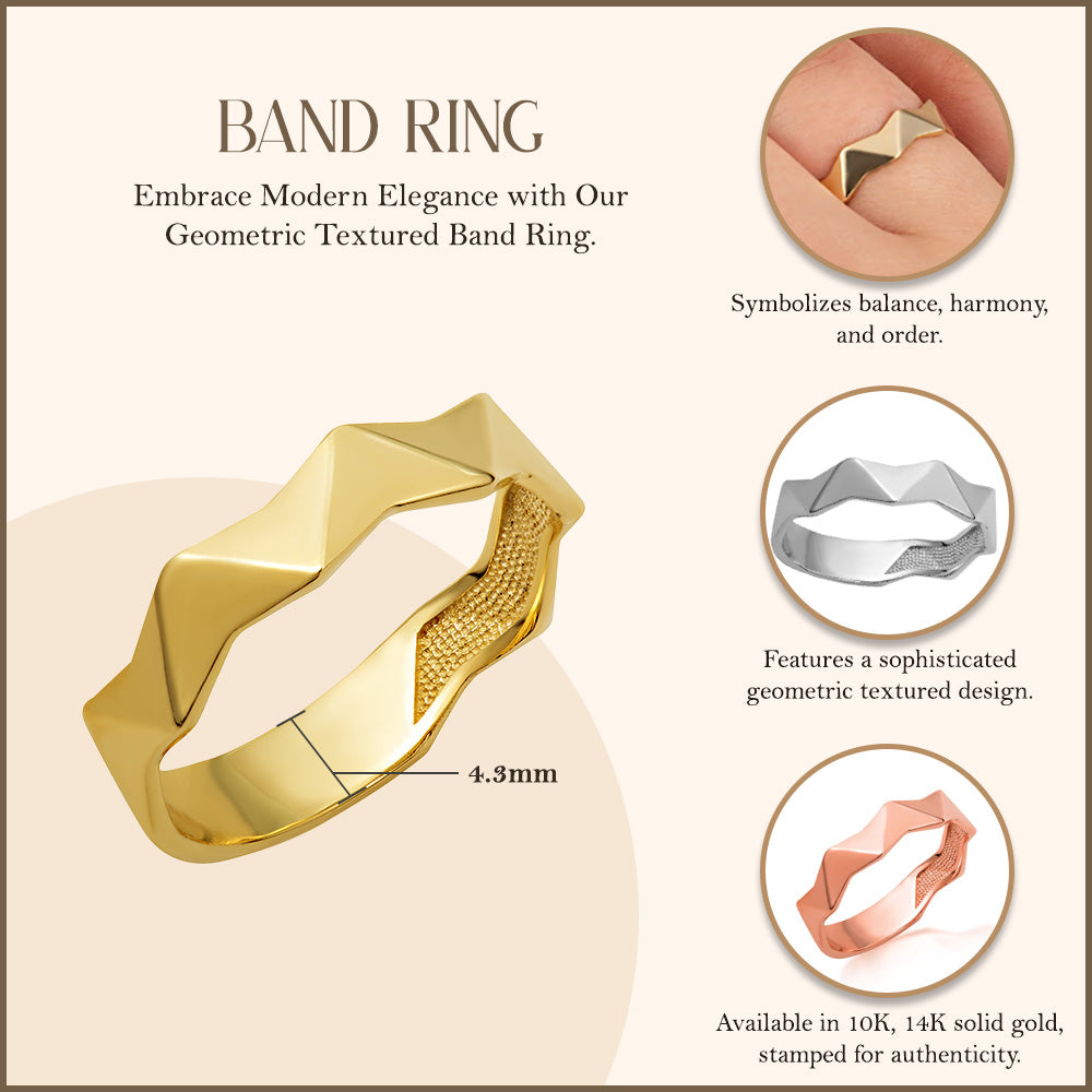 Gold Geometric Band Ring, view 3