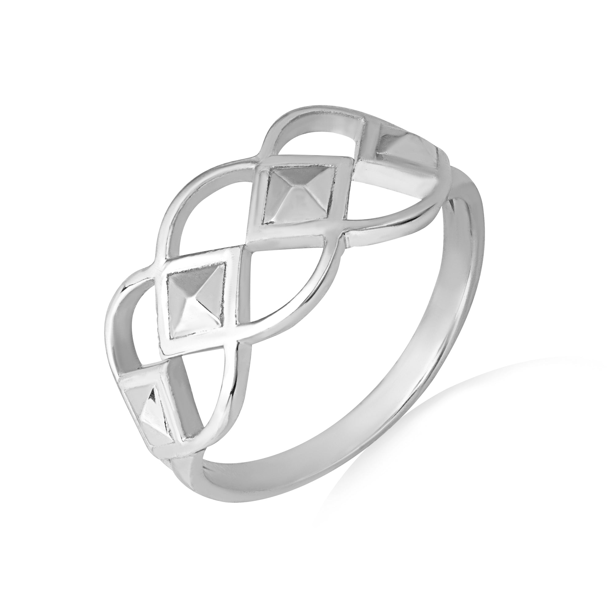 Gold Geometric Design Band Ring, view 3